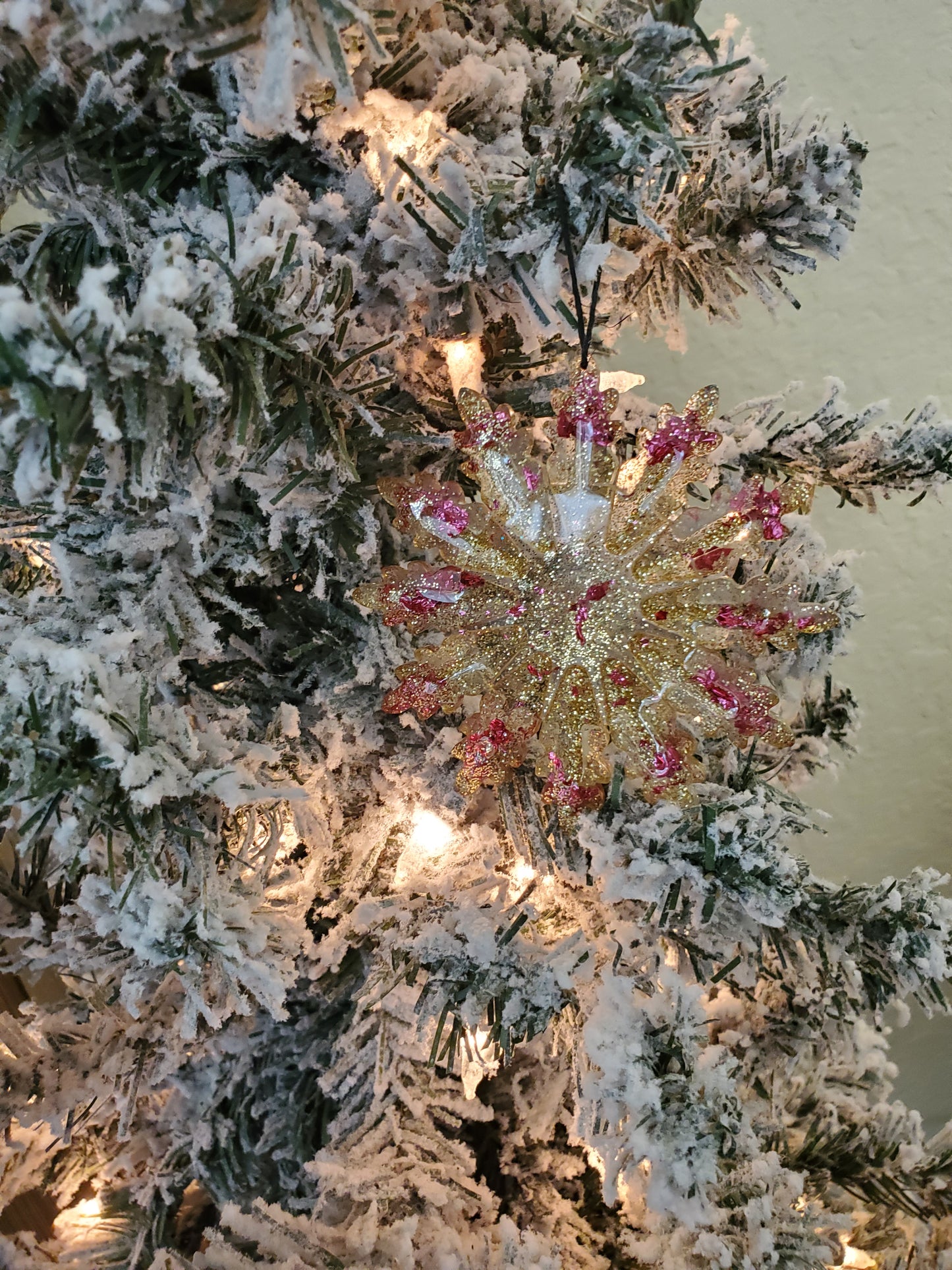 Pink and Gold Snowflake Ornament