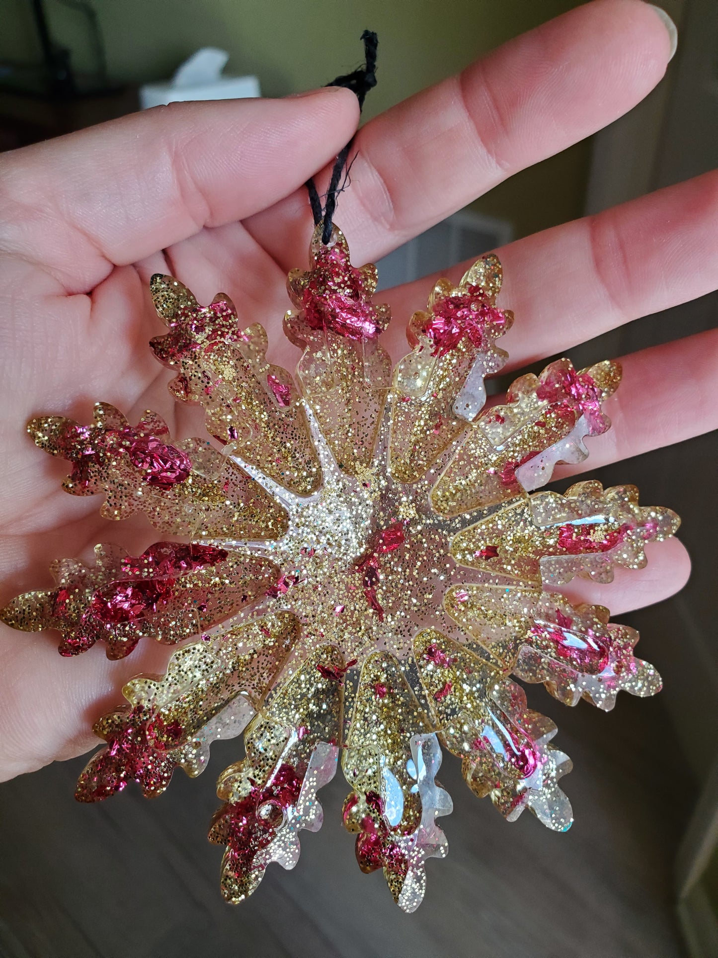 Pink and Gold Snowflake Ornament