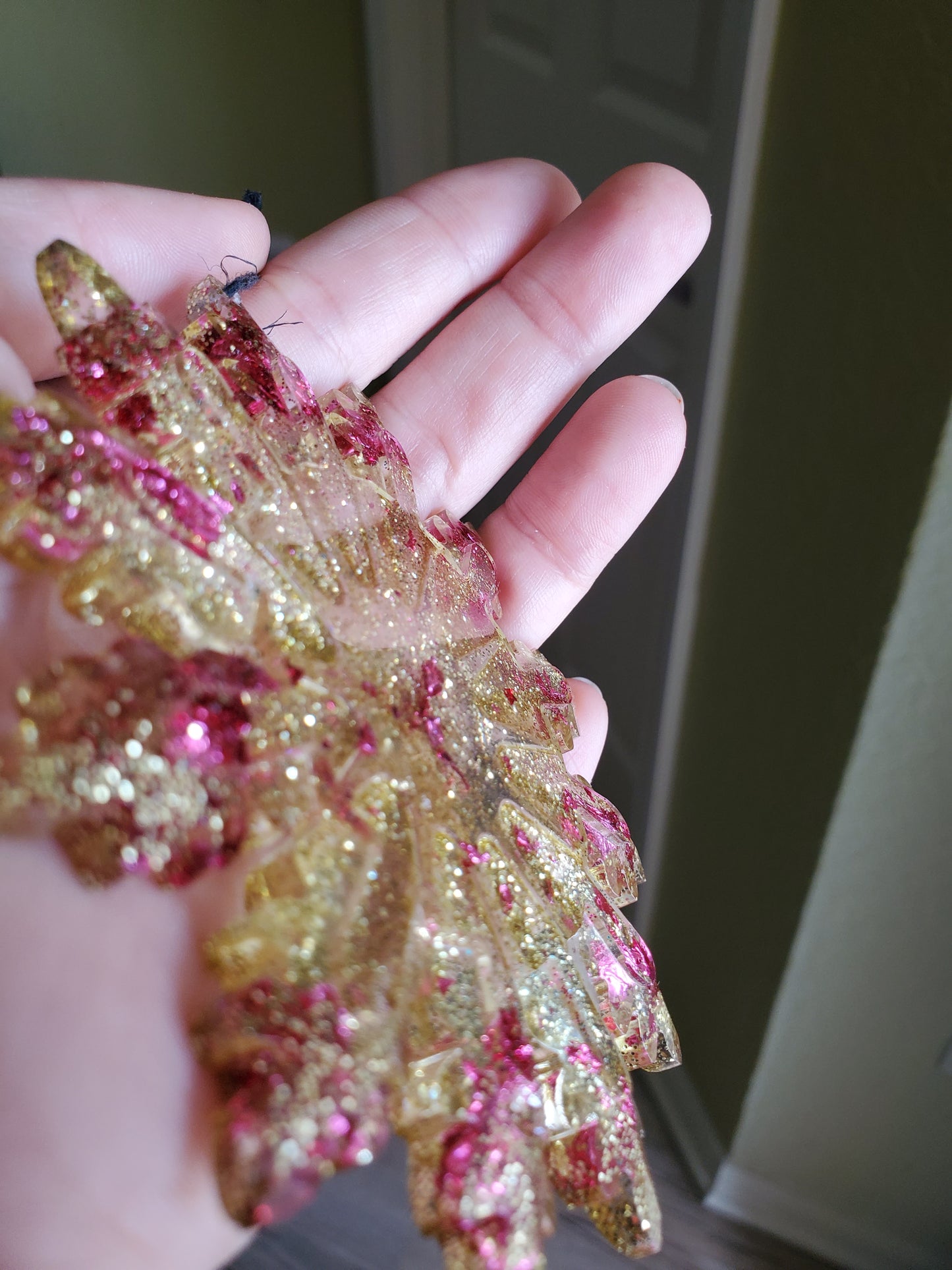 Pink and Gold Snowflake Ornament