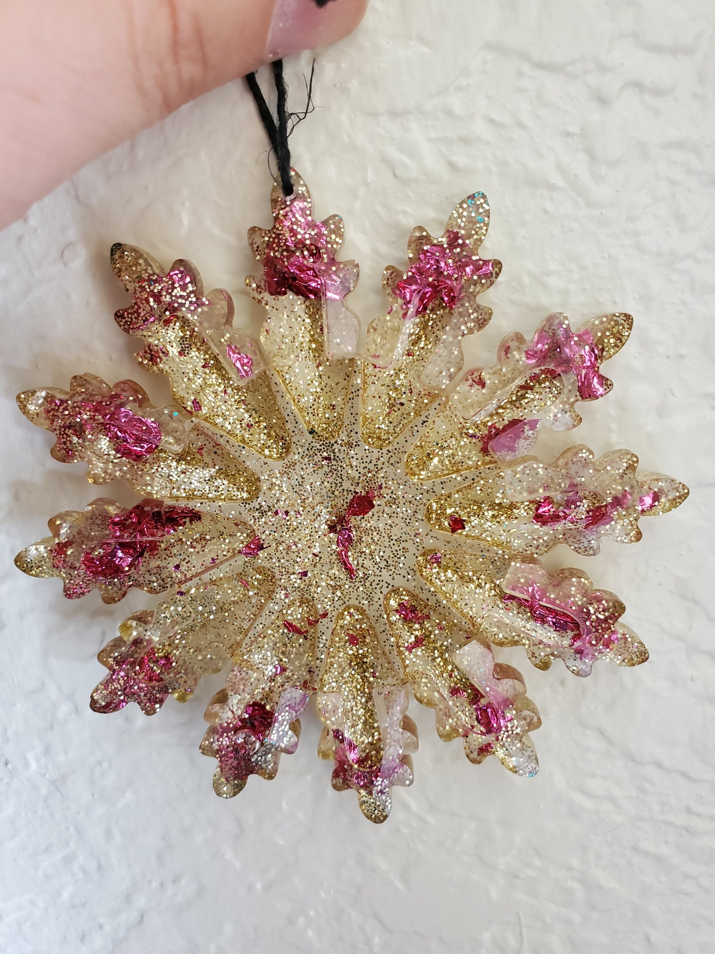 Pink and Gold Snowflake Ornament