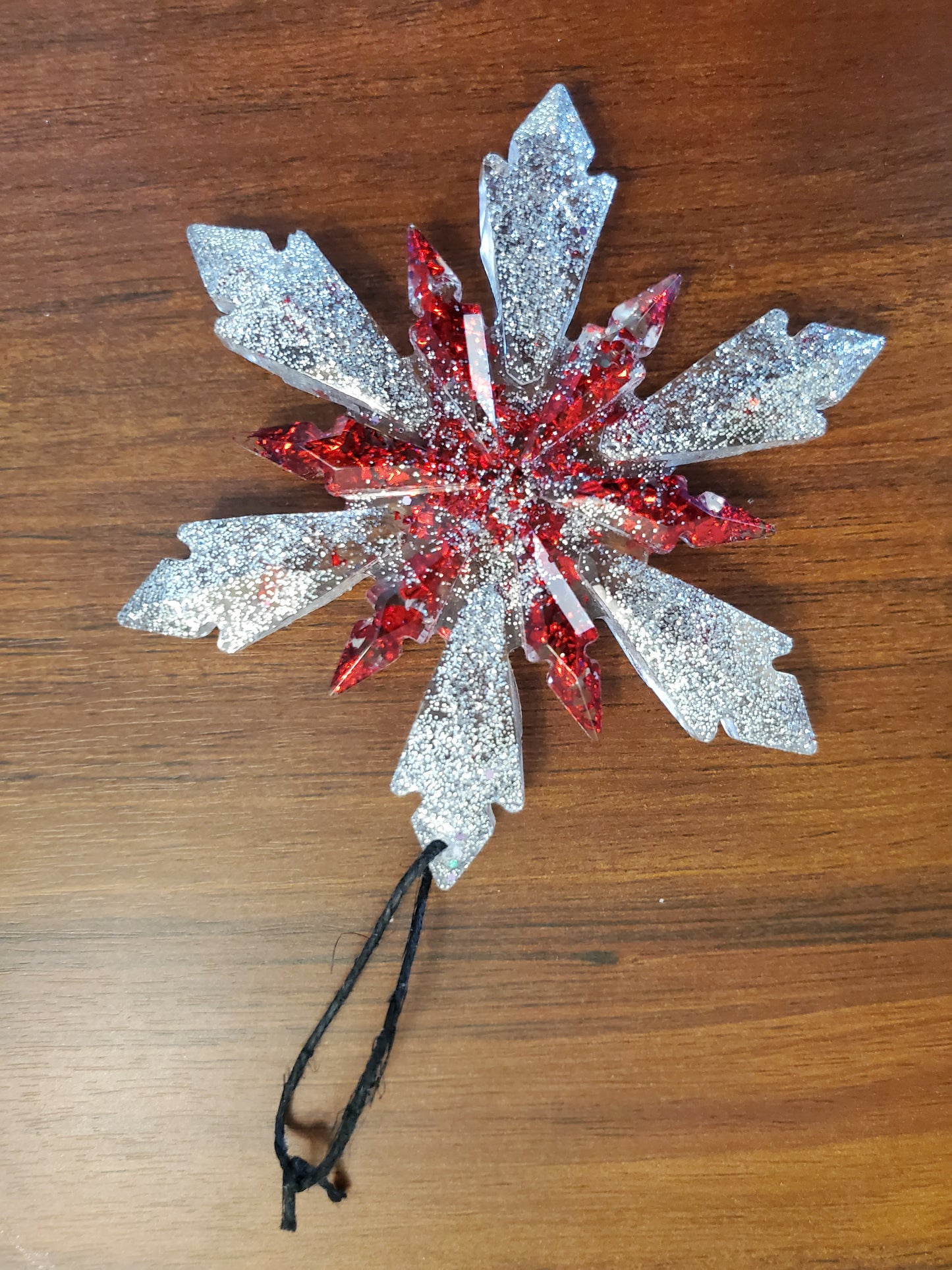 Red and Silver Snowflake Ornament