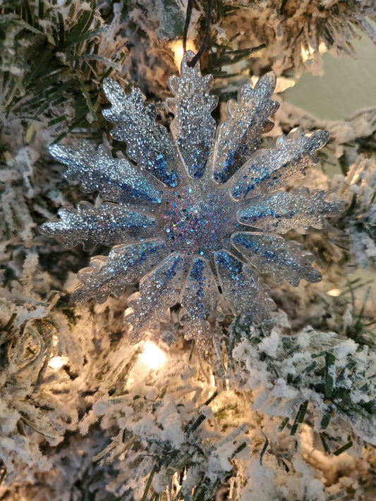 Silver and Blue Snowflake Ornament