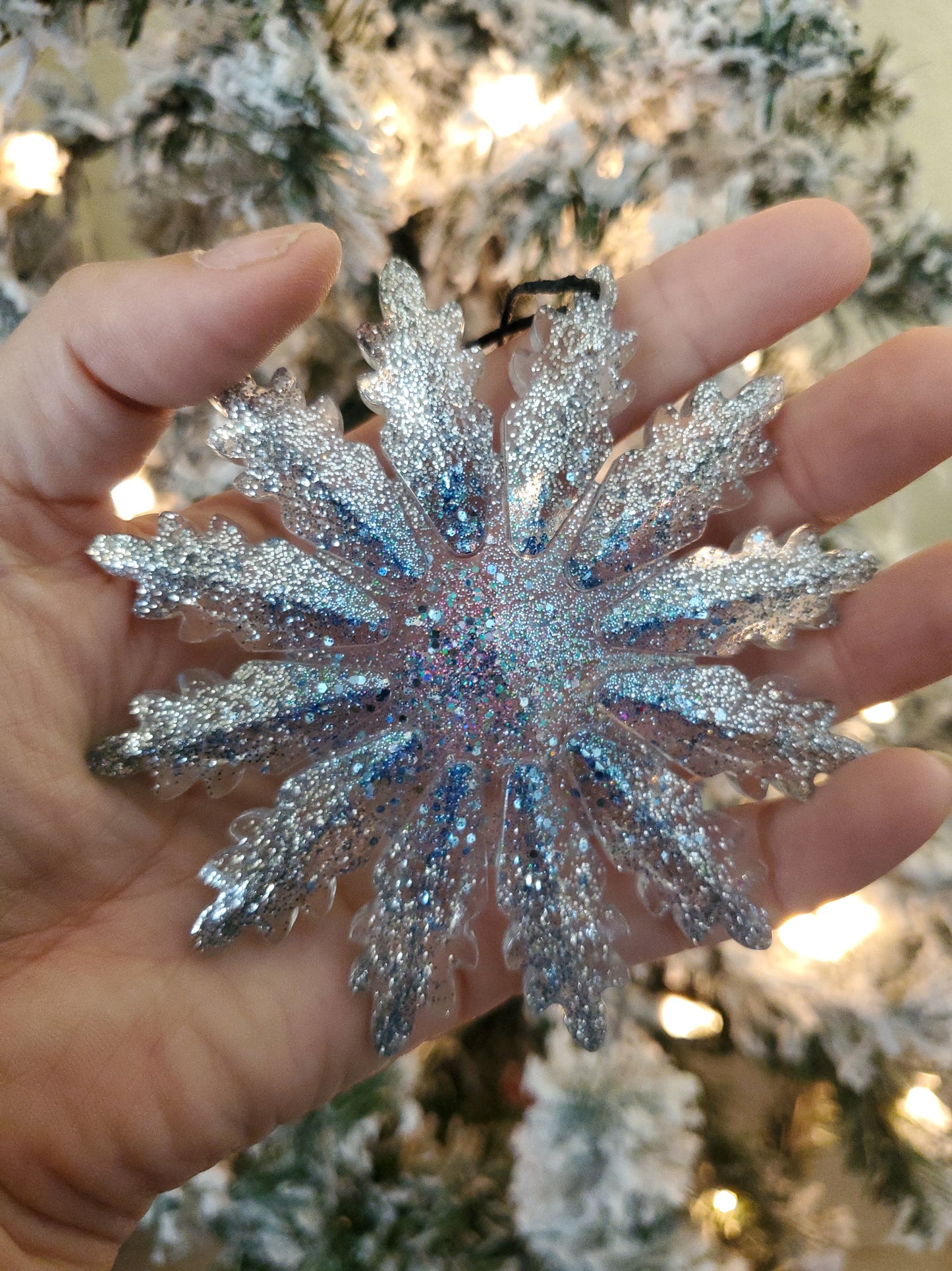 Silver and Blue Snowflake Ornament