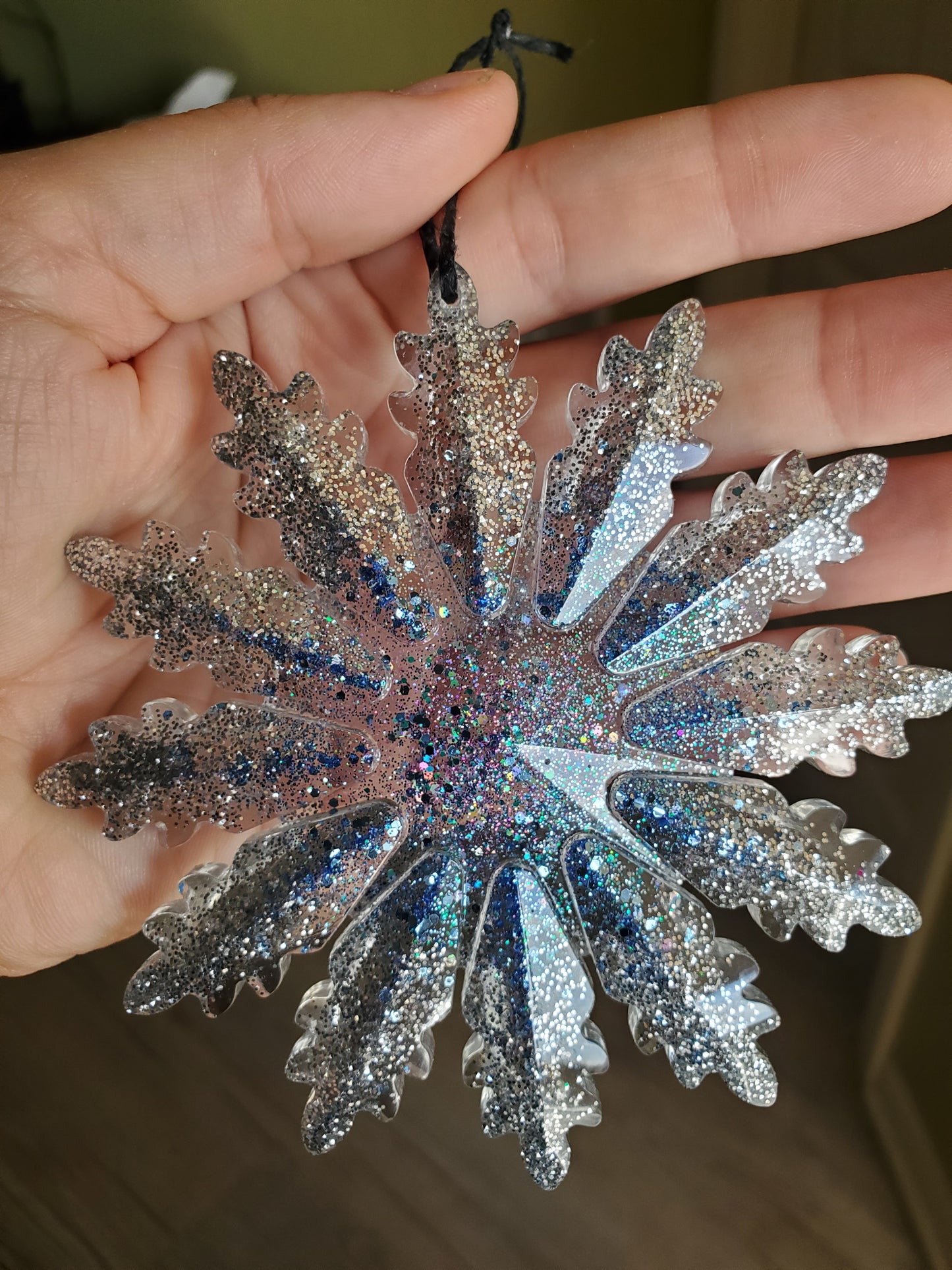 Silver and Blue Snowflake Ornament