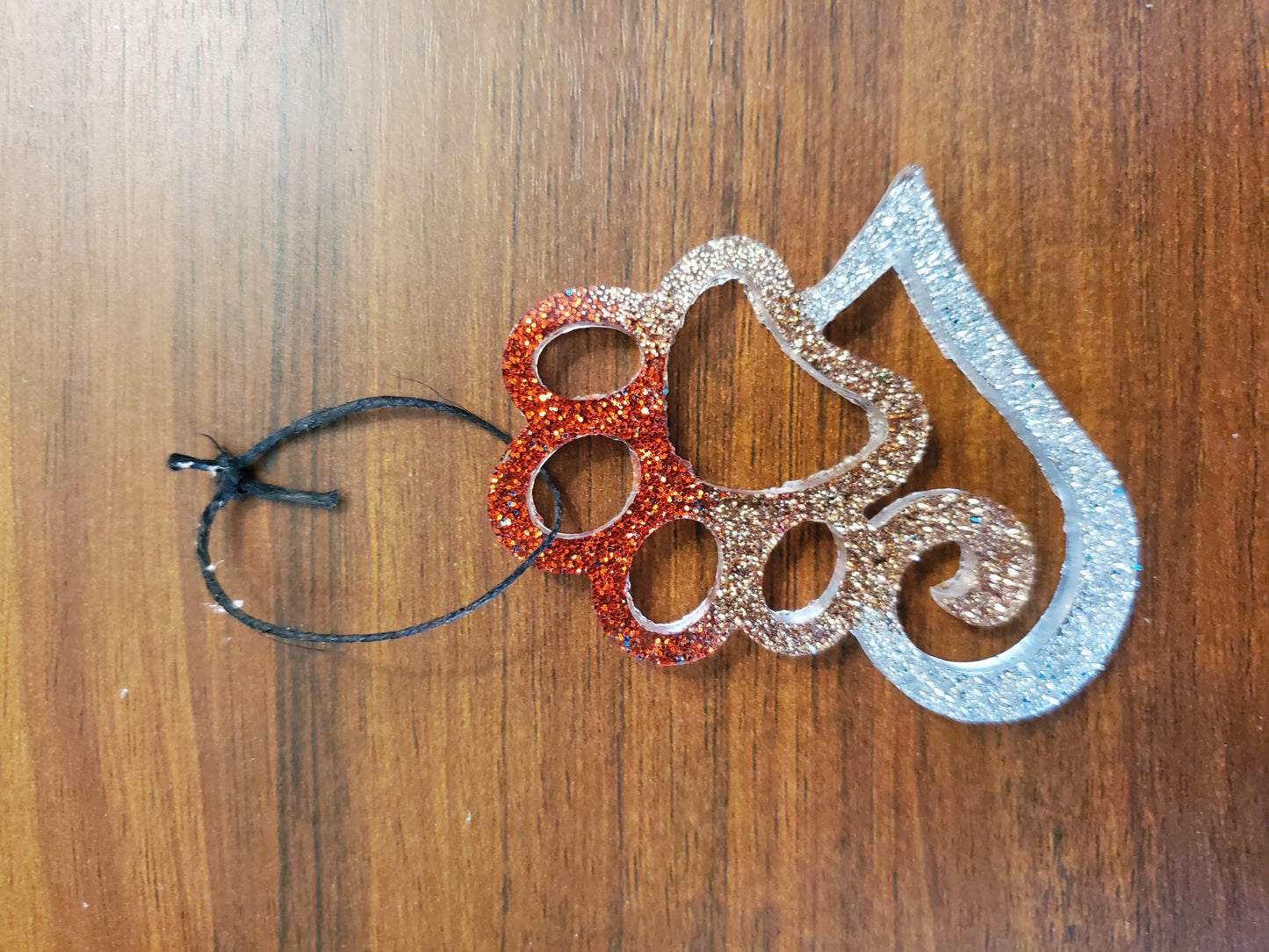 Red and Silver Heart Paw Ornament