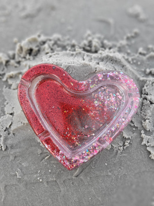 Red and Pink Heart Ash Tray