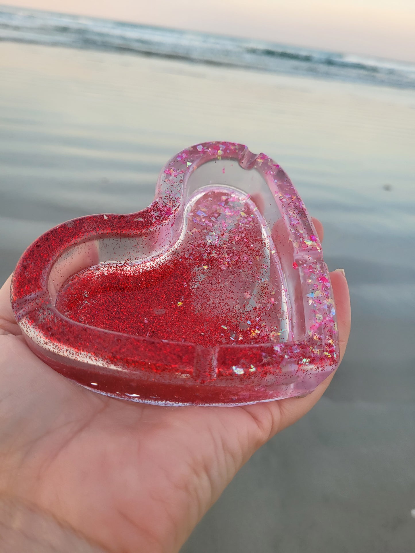 Red and Pink Heart Ash Tray