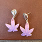 Pink and Purple Weed Leaf Earrings