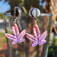 Pink and Purple Weed Leaf Earrings