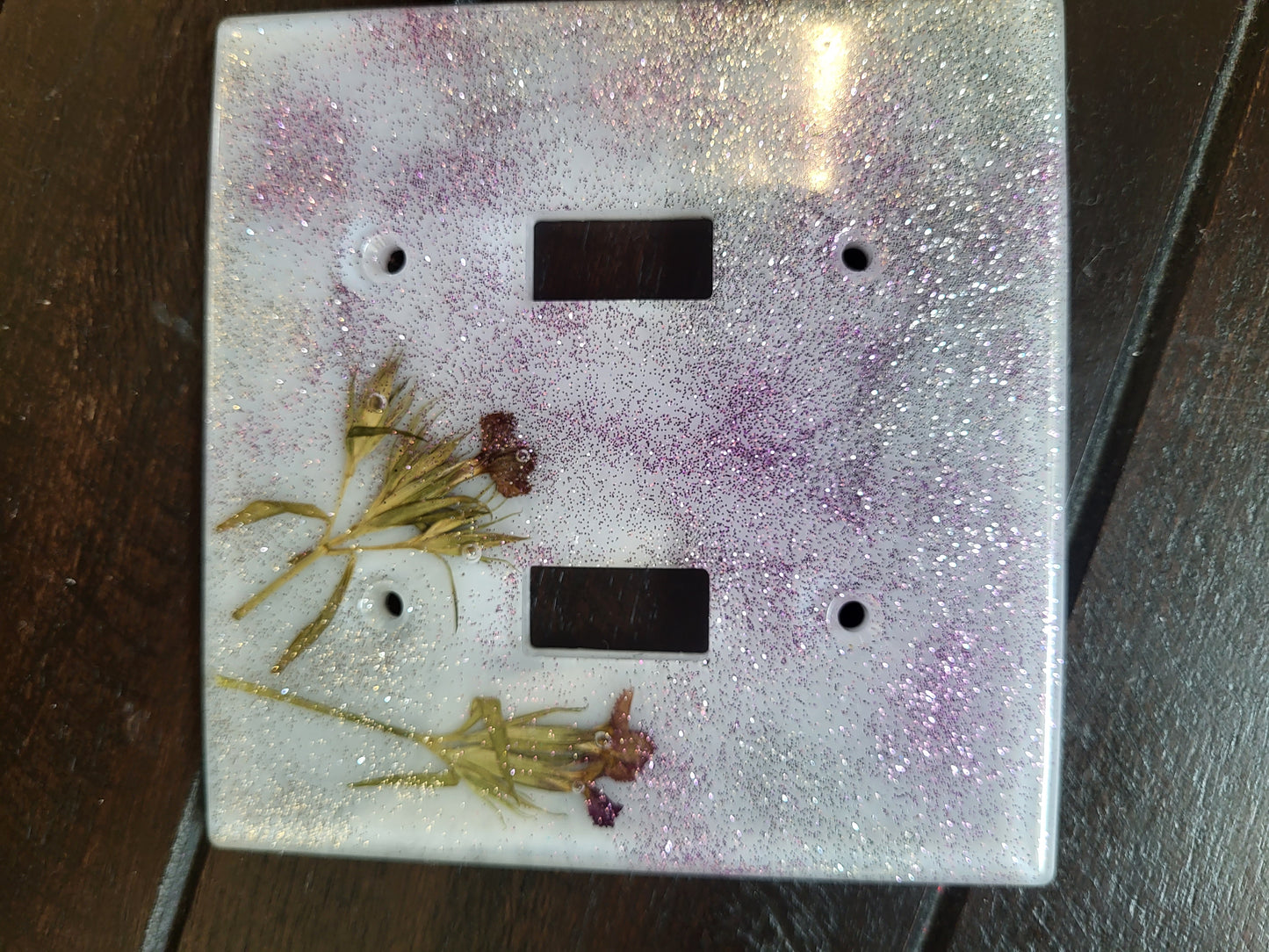 White and Lavender Double Light Switch Cover