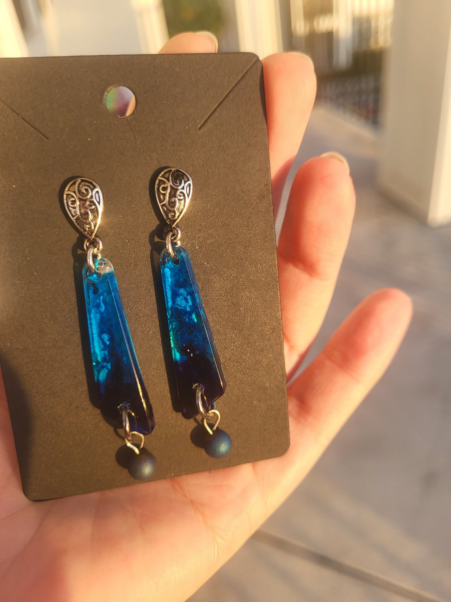 Deep Purple and Teal Post Earrings