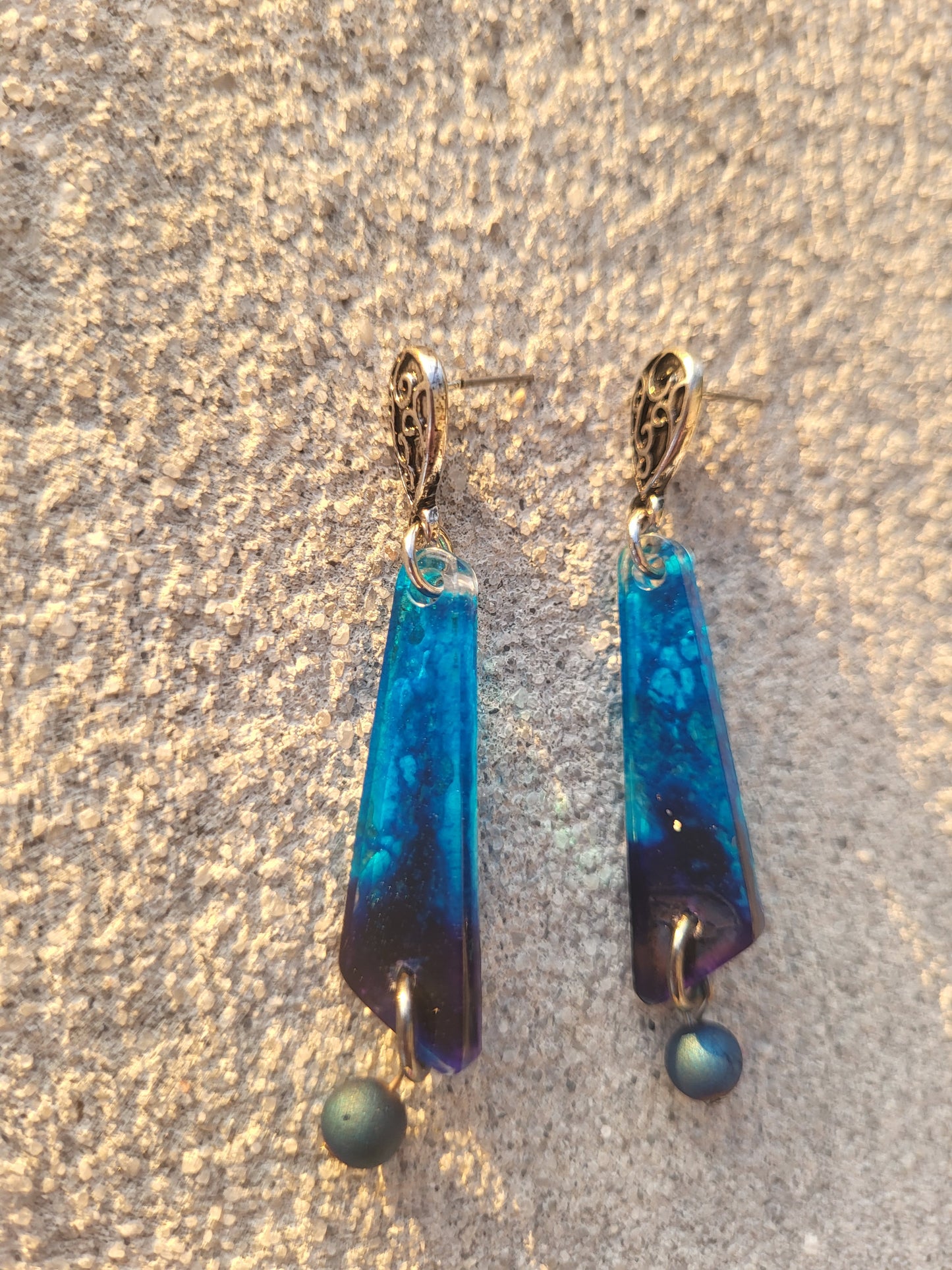 Deep Purple and Teal Post Earrings