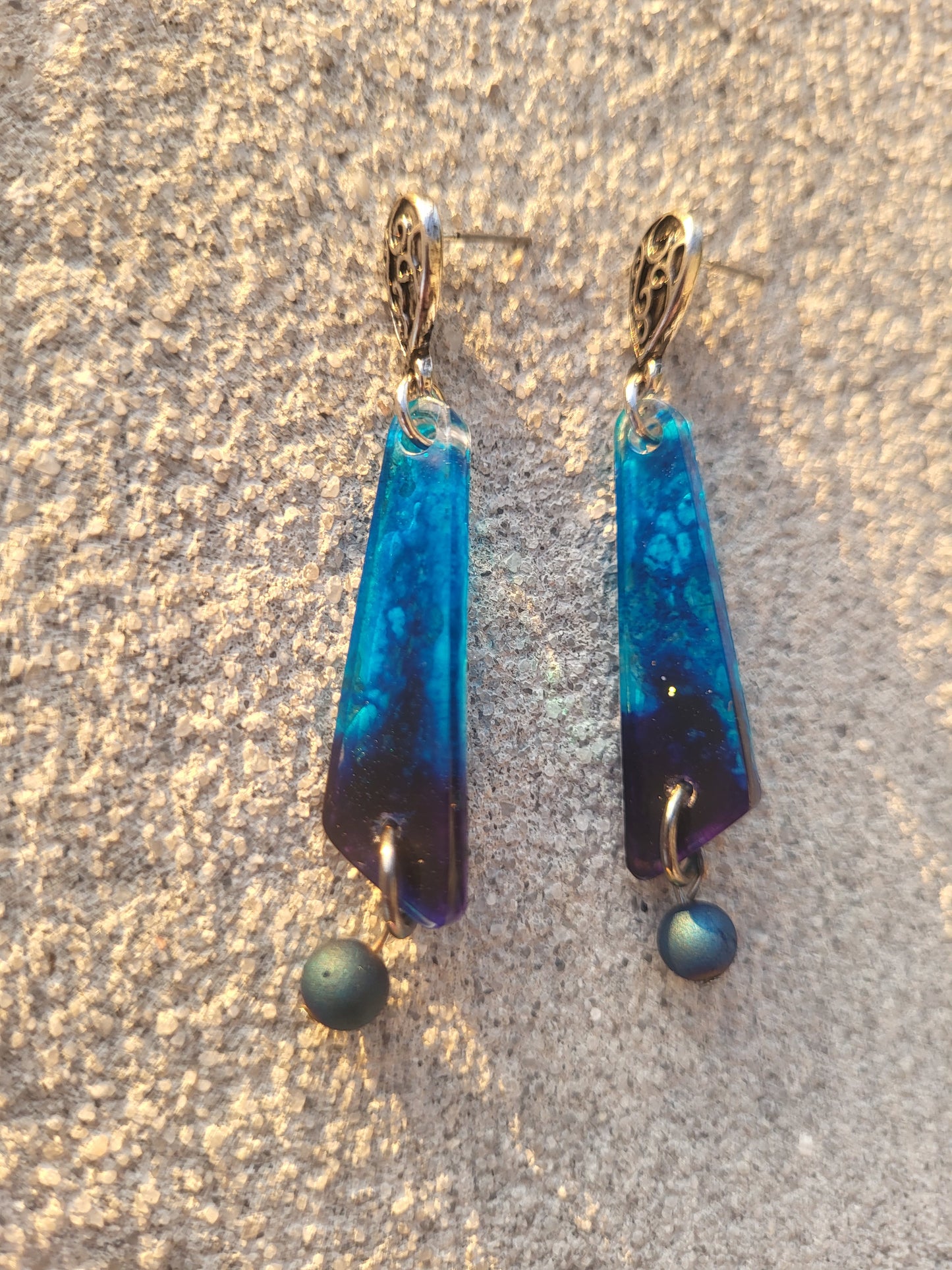 Deep Purple and Teal Post Earrings