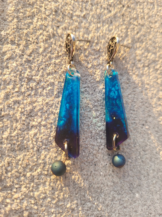 Deep Purple and Teal Post Earrings