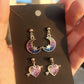 Colorful Silver Charm Post Earrings Hearts, Moons and Stars