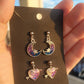 Colorful Silver Charm Post Earrings Hearts, Moons and Stars