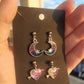 Colorful Silver Charm Post Earrings Hearts, Moons and Stars