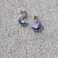 Colorful Silver Charm Post Earrings Hearts, Moons and Stars