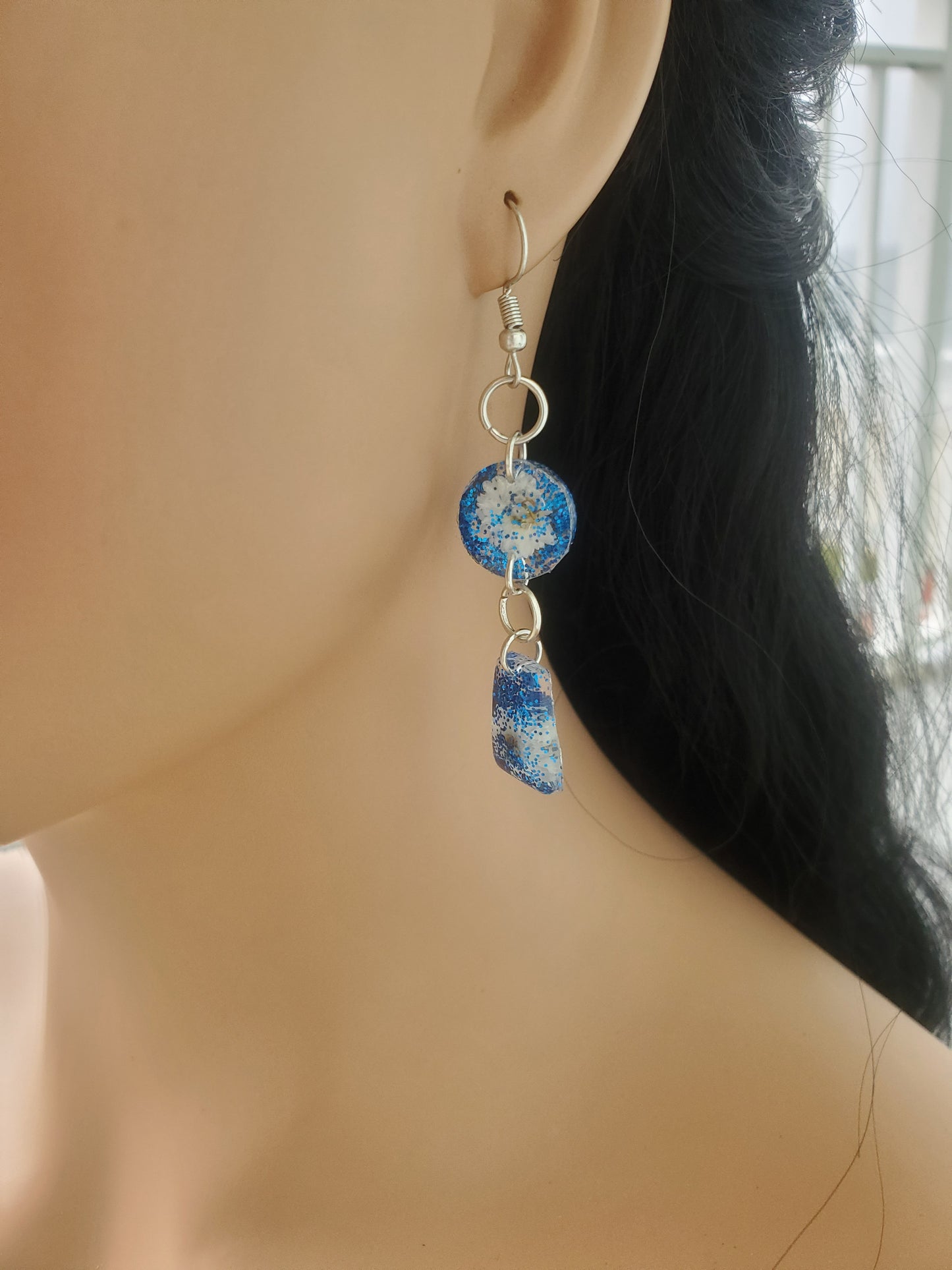 Real Flower Earrings Hook and Dangle