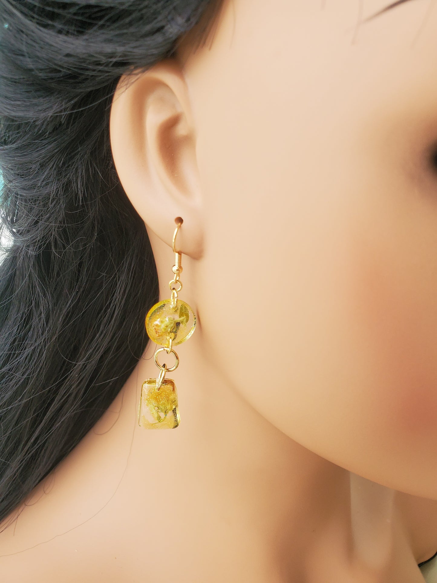 Yellow Flower Dangle Earrings