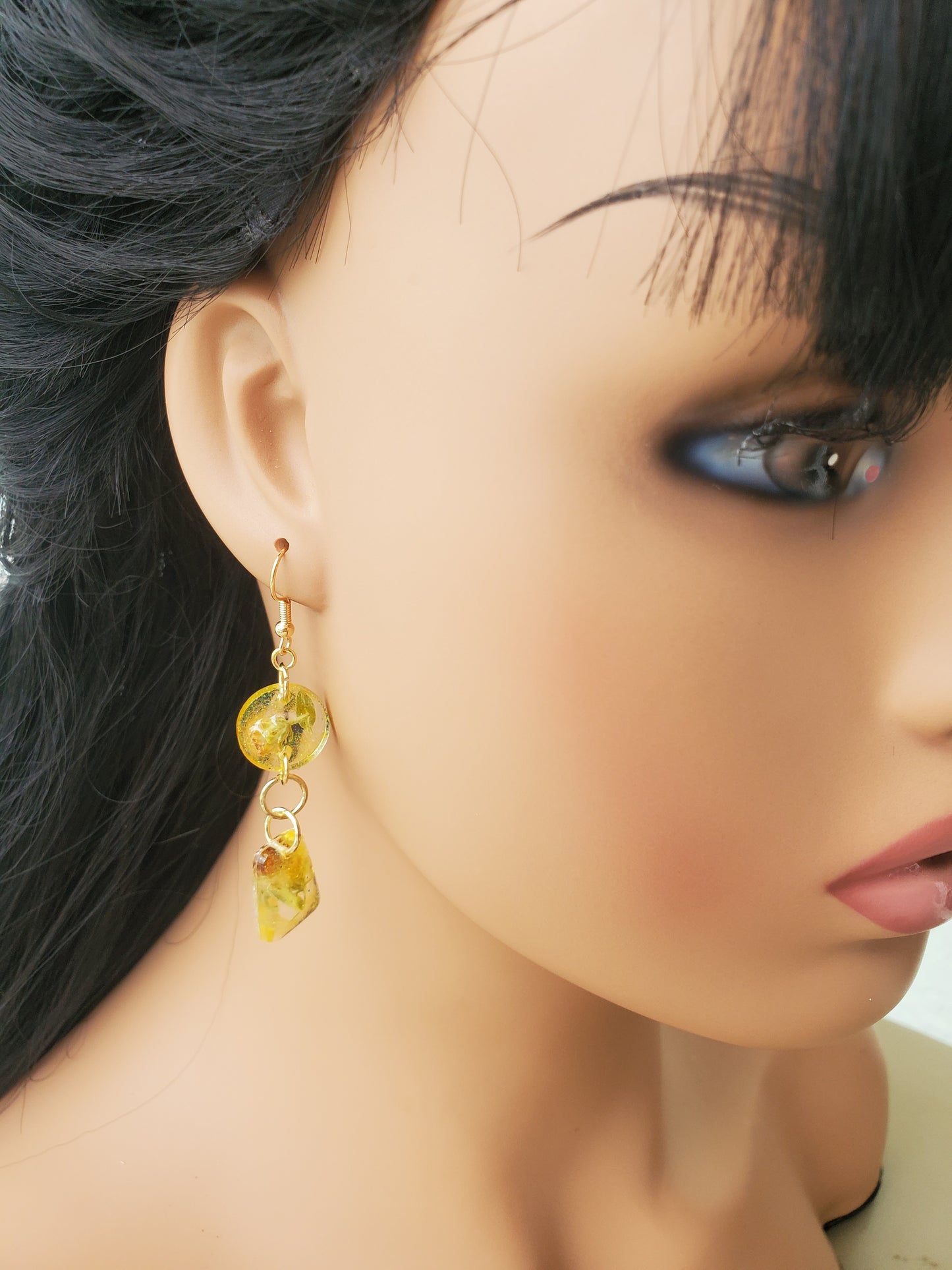 Yellow Flower Dangle Earrings