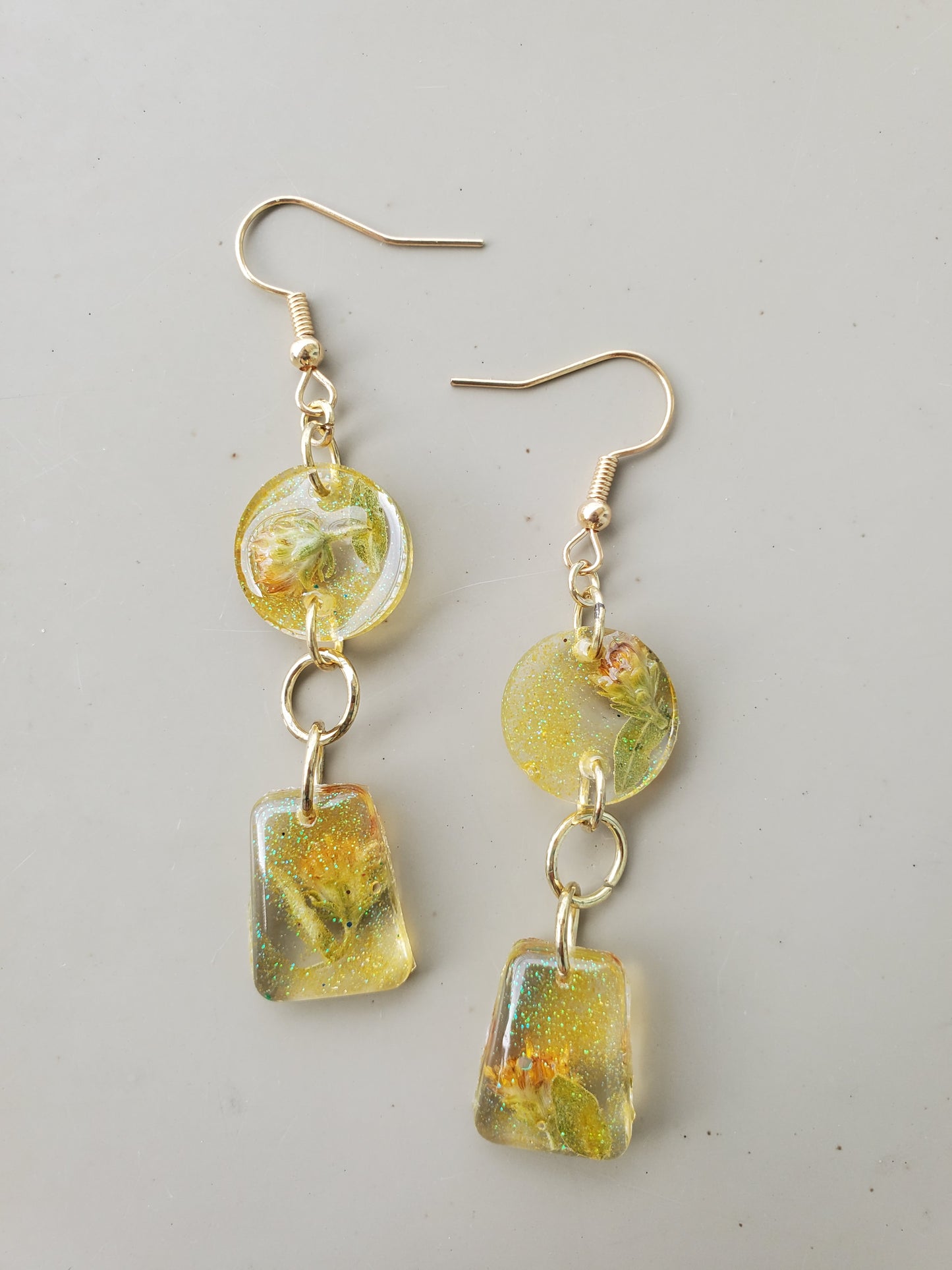 Yellow Flower Dangle Earrings