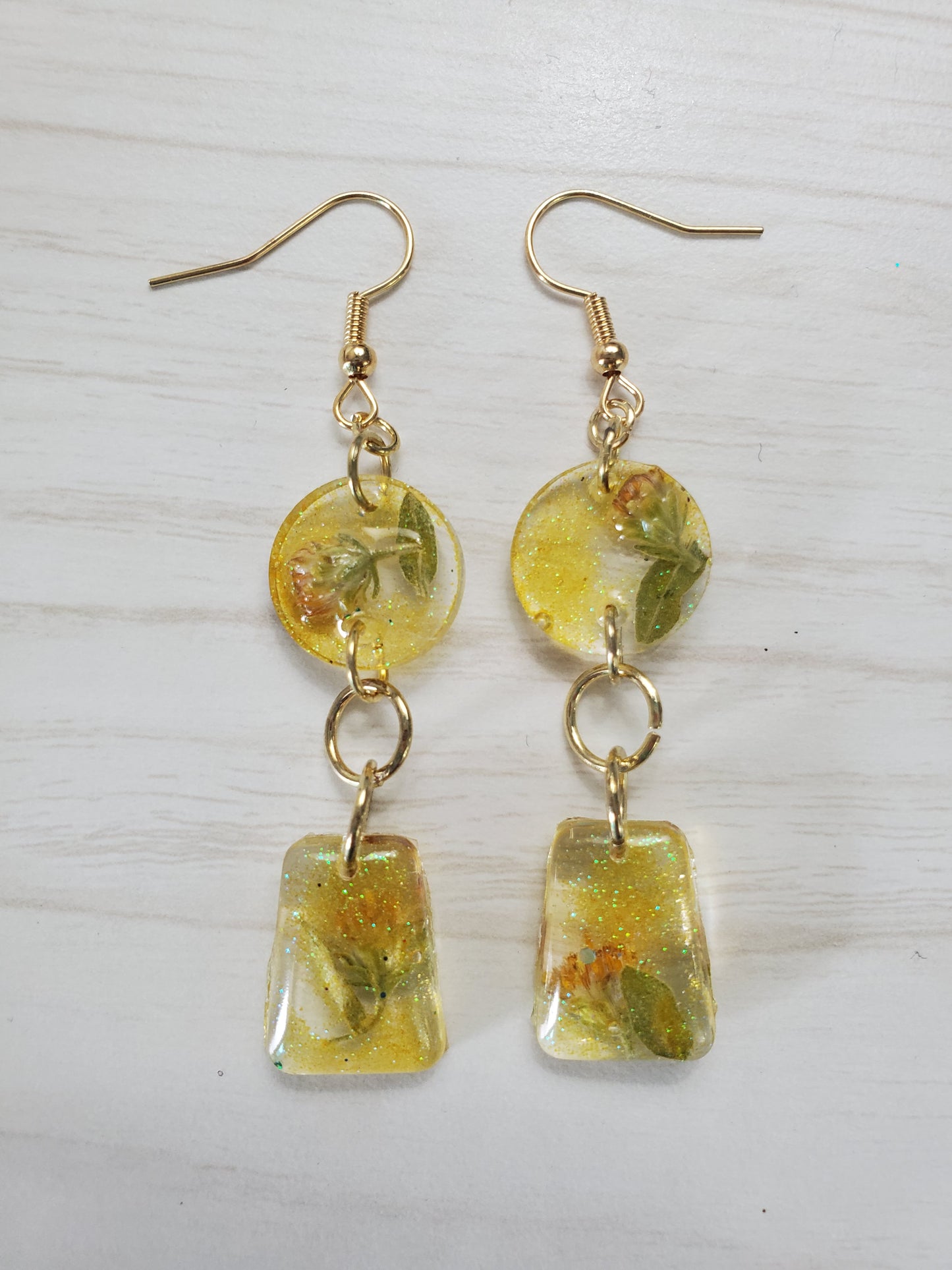 Yellow Flower Dangle Earrings