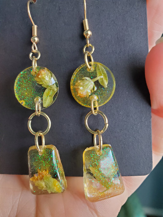 Yellow Flower Dangle Earrings