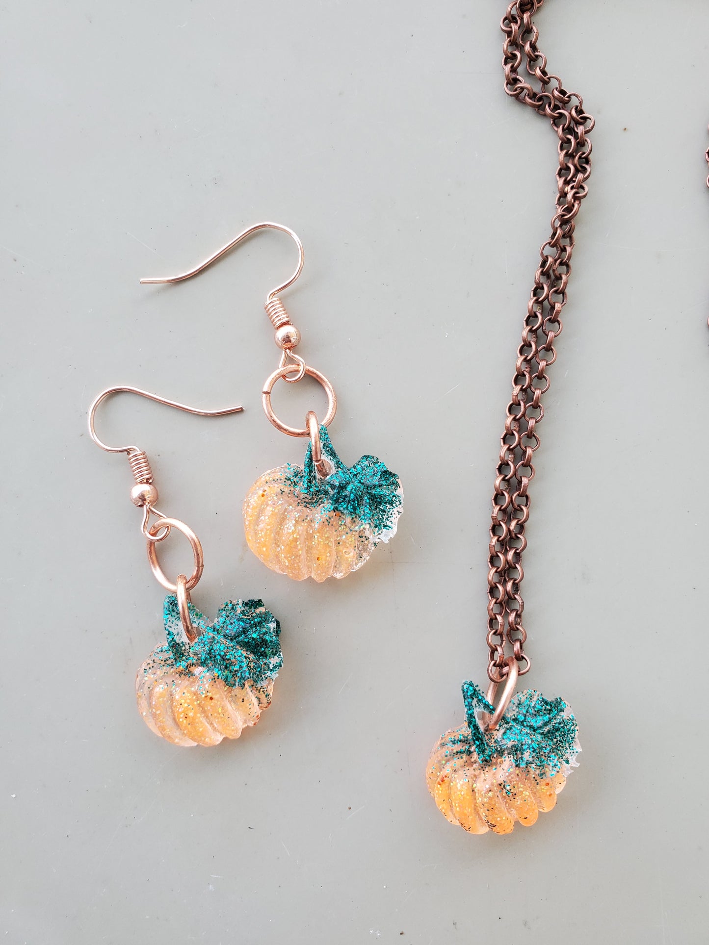 Adorable Pumpkin Necklace and Earring Set