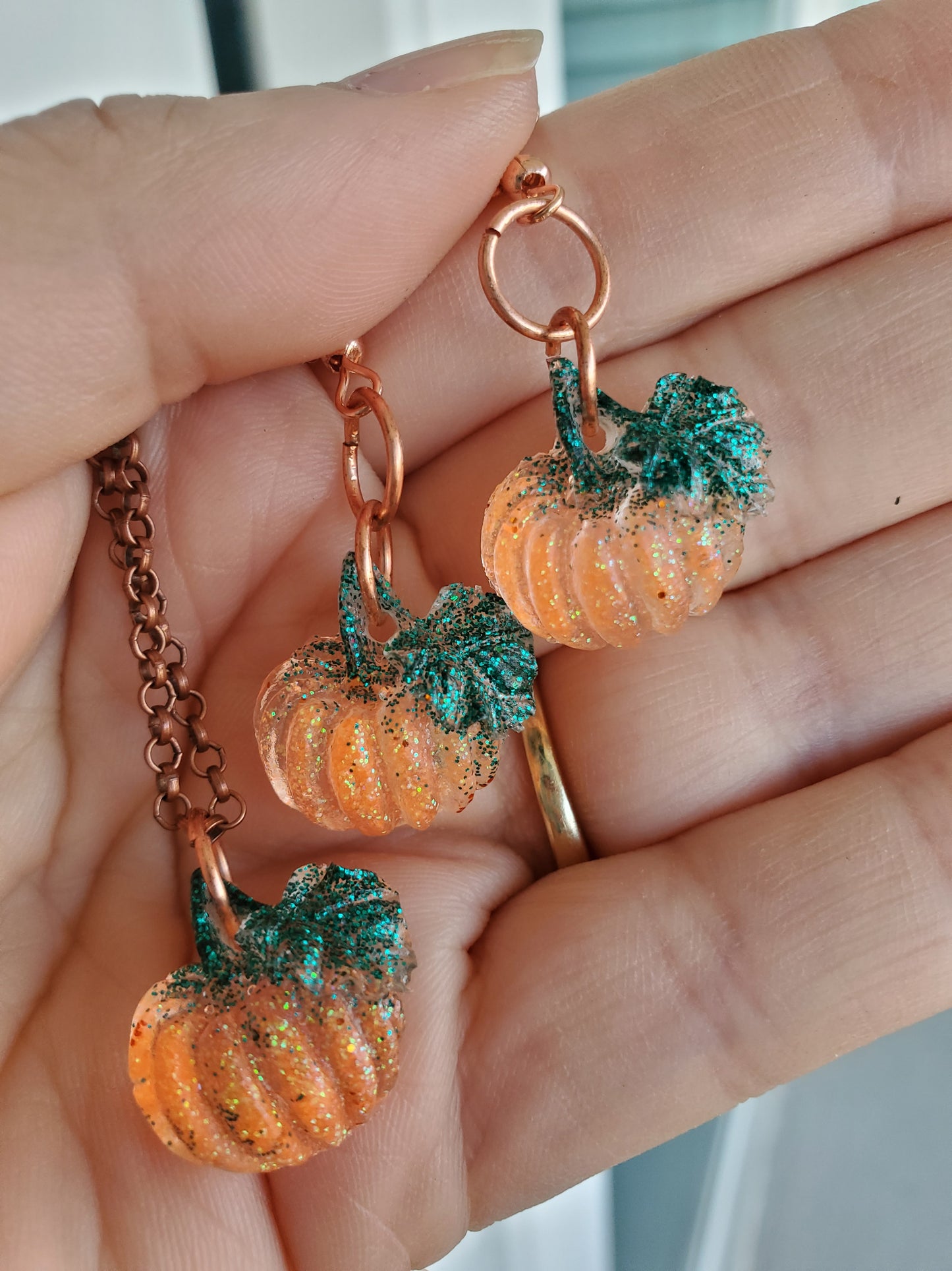 Adorable Pumpkin Necklace and Earring Set