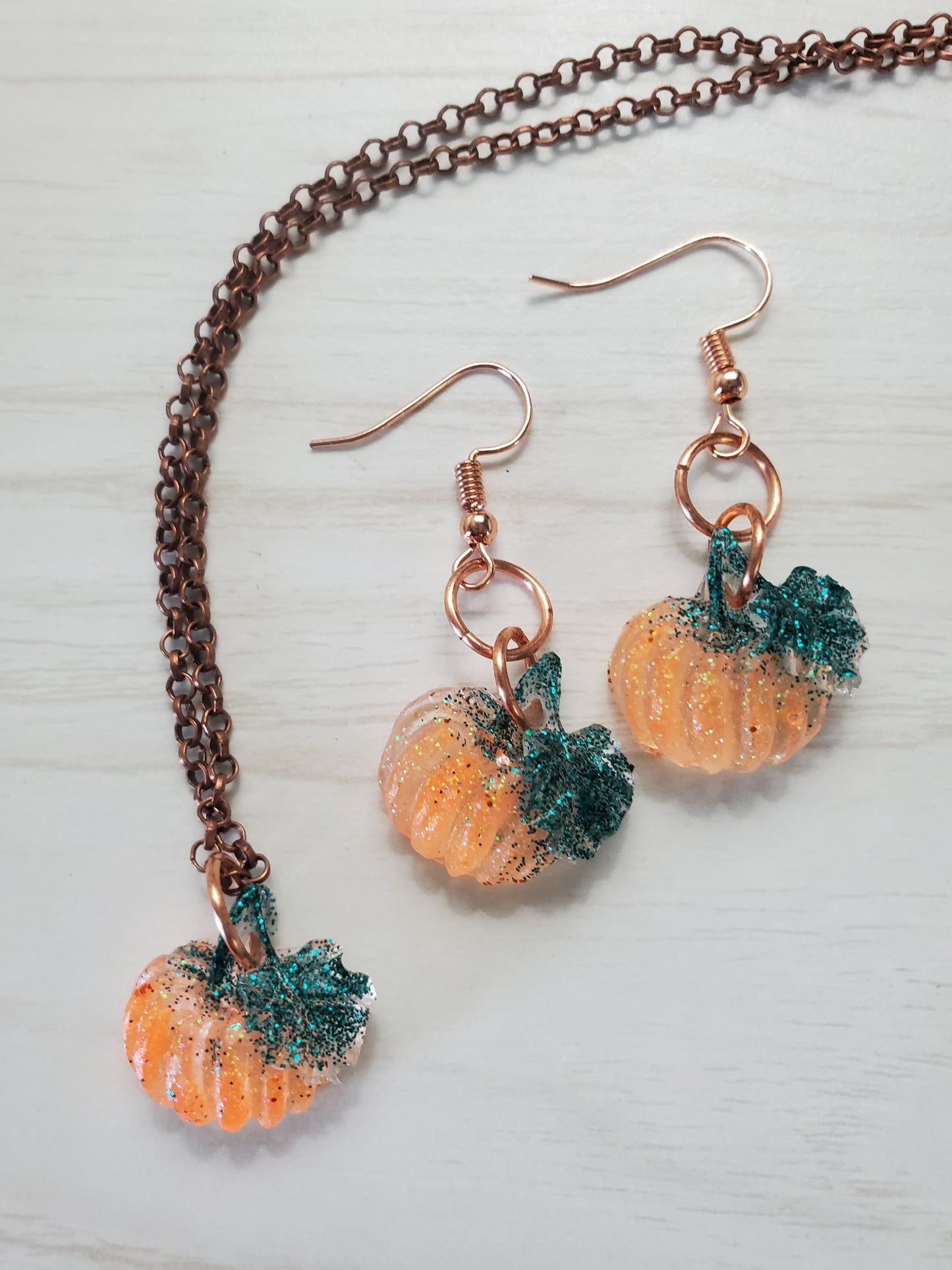 Adorable Pumpkin Necklace and Earring Set