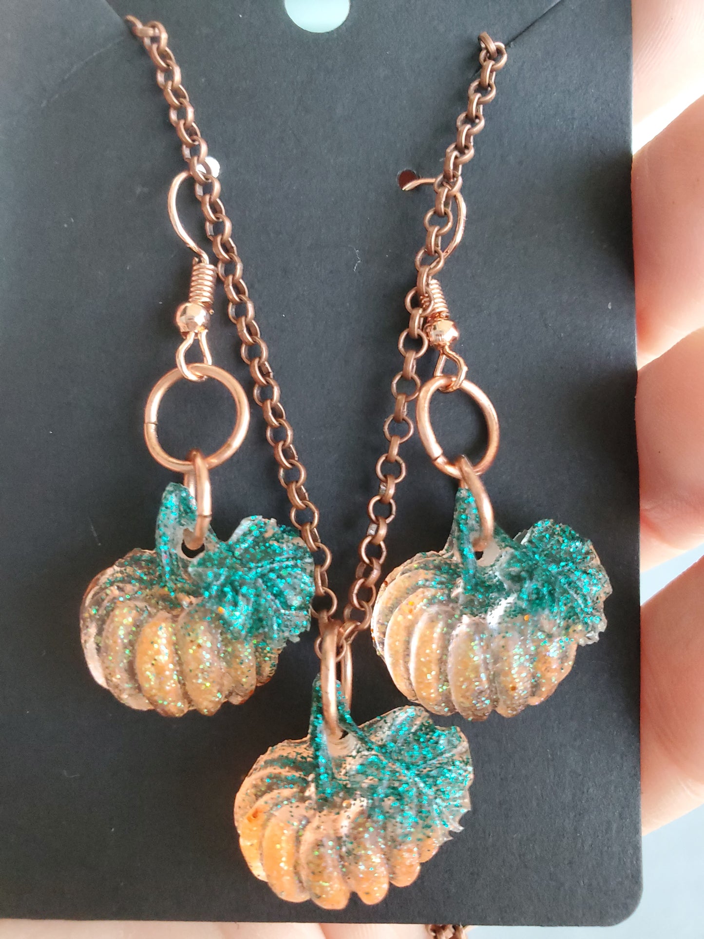 Adorable Pumpkin Necklace and Earring Set