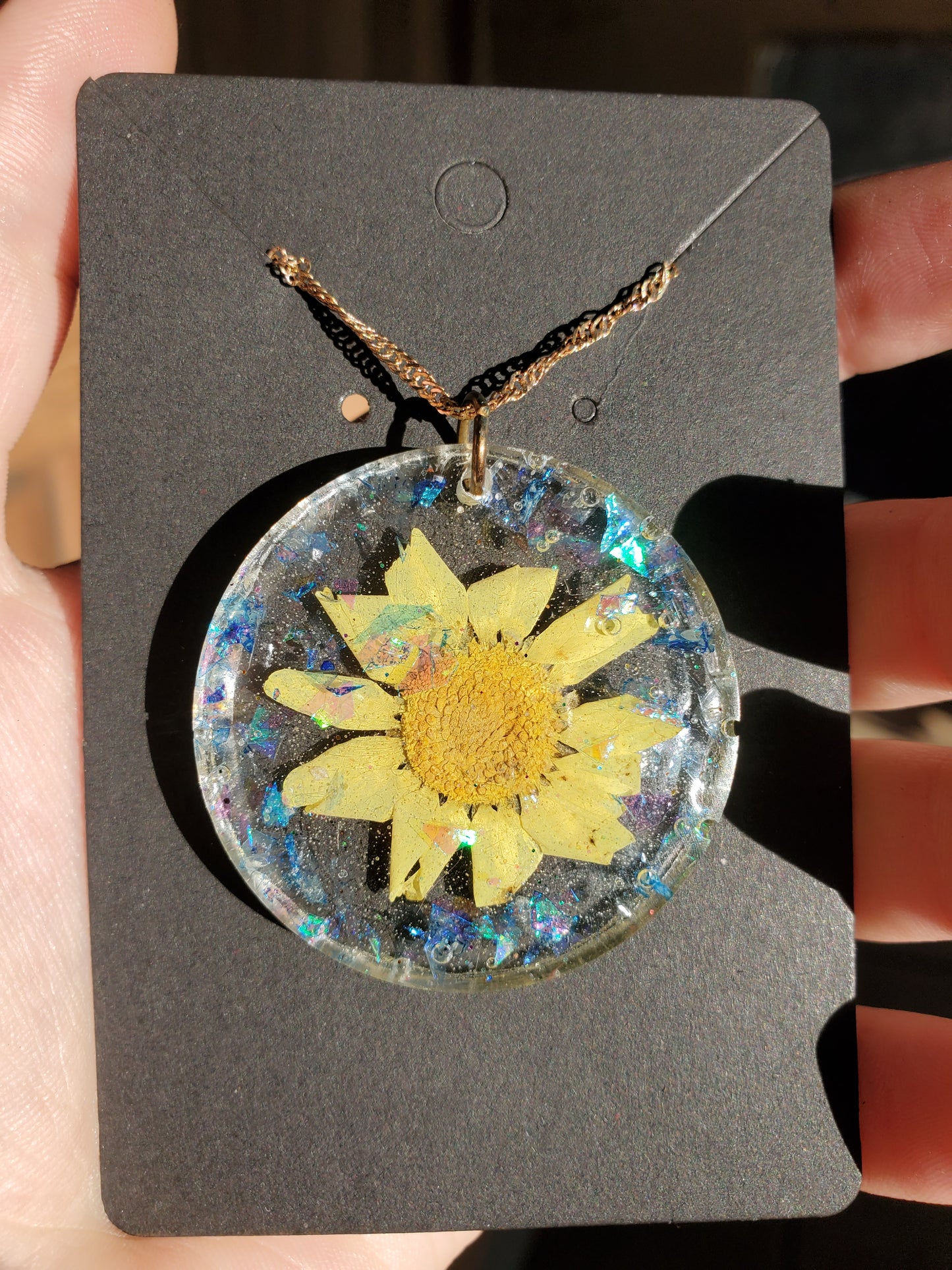 Yellow Flower Circle Pendant