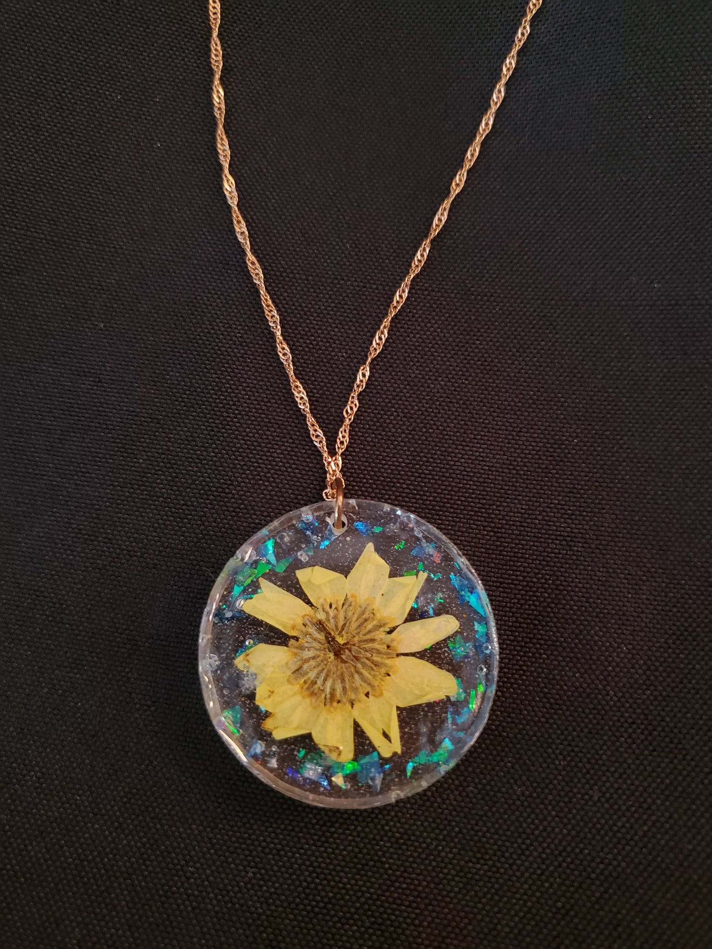 Yellow Flower Circle Pendant