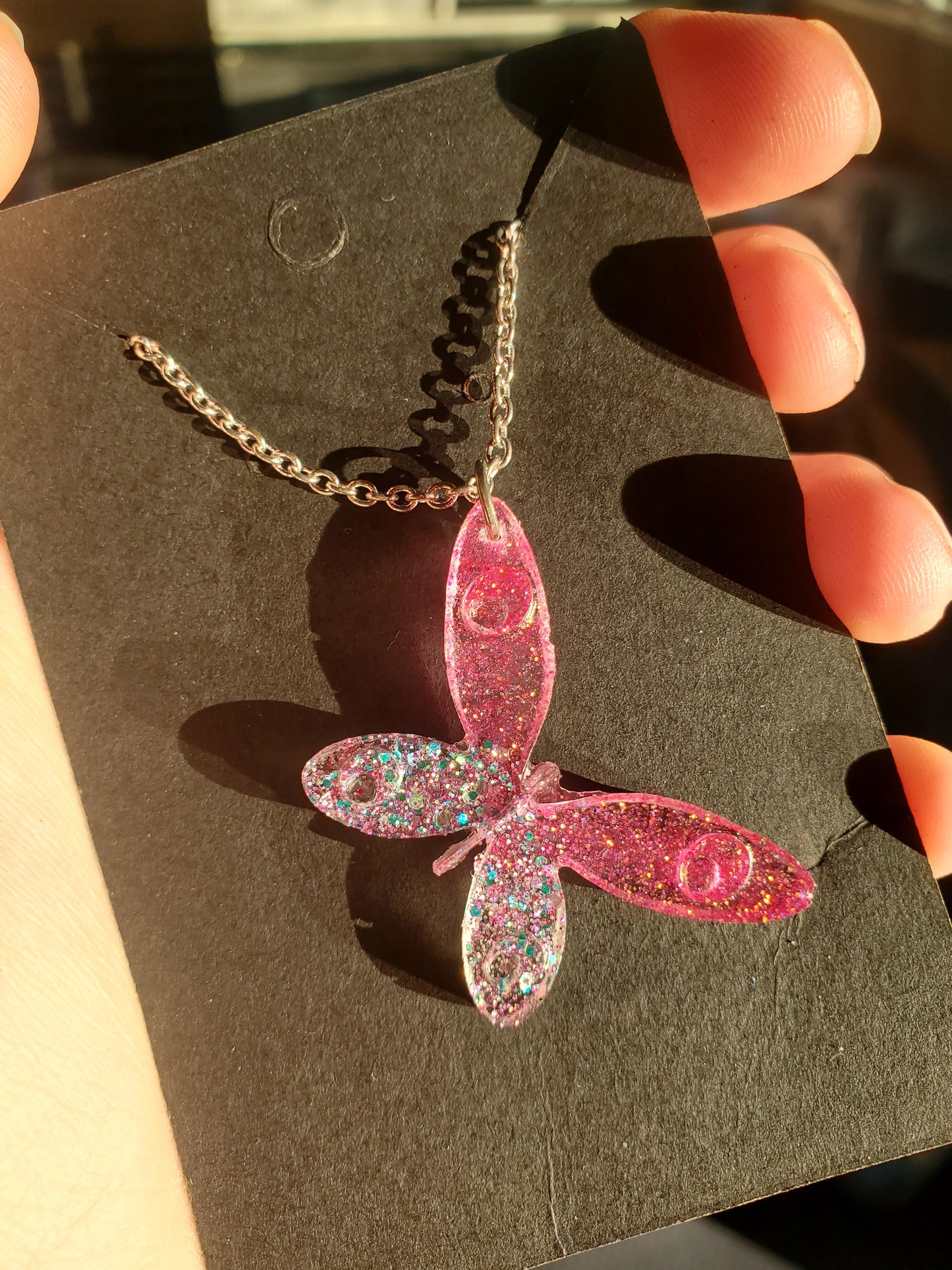 Pink Butterfly Necklace