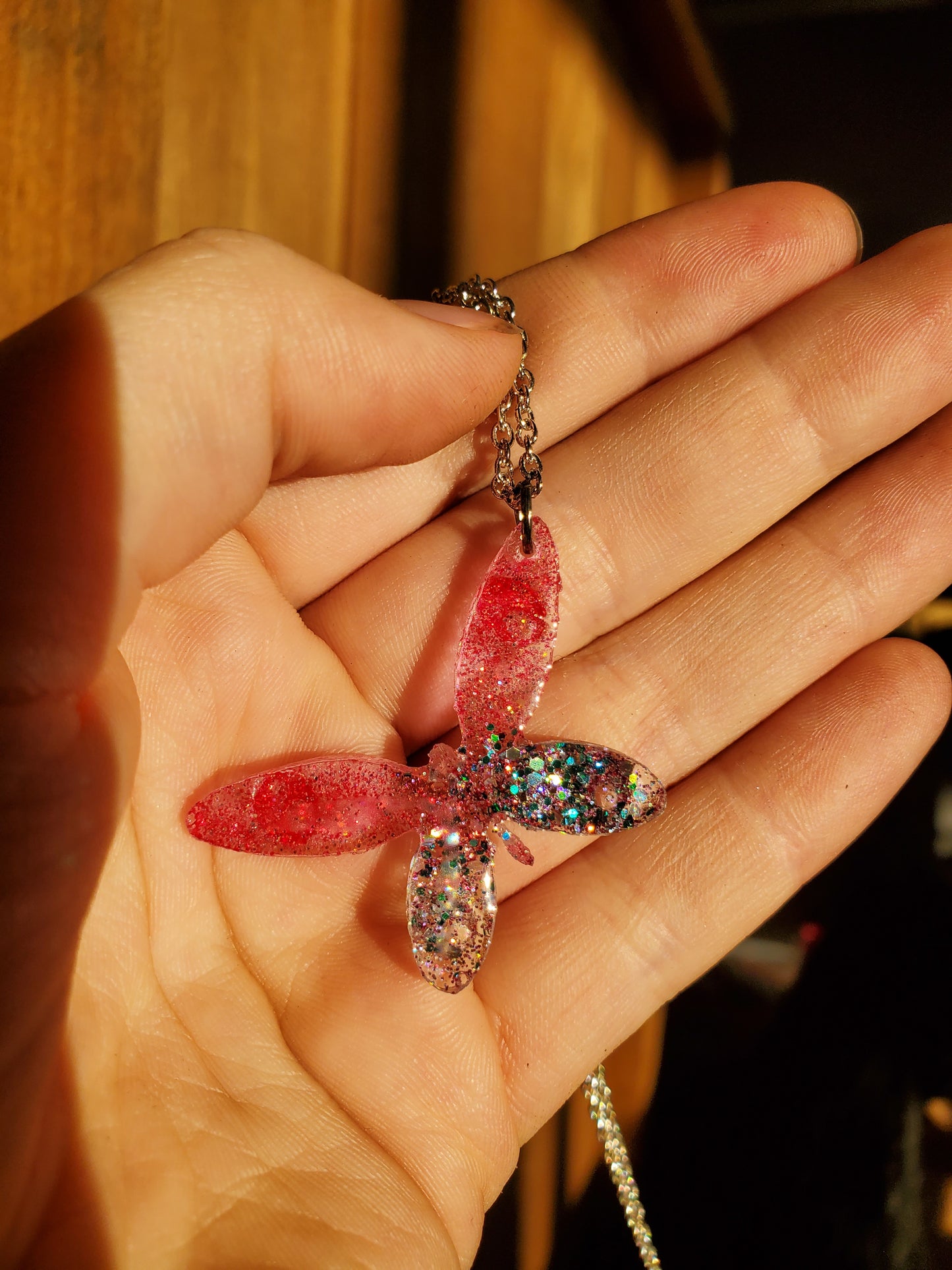 Pink Butterfly Necklace