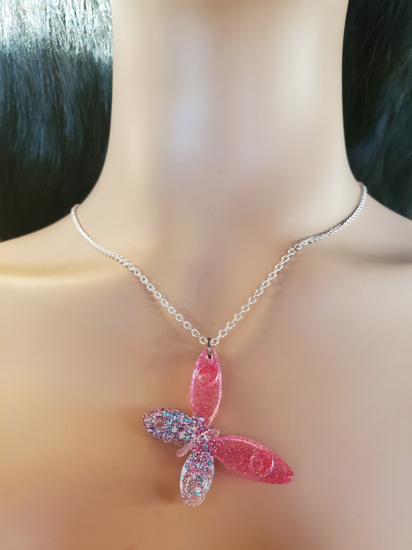 Pink Butterfly Necklace