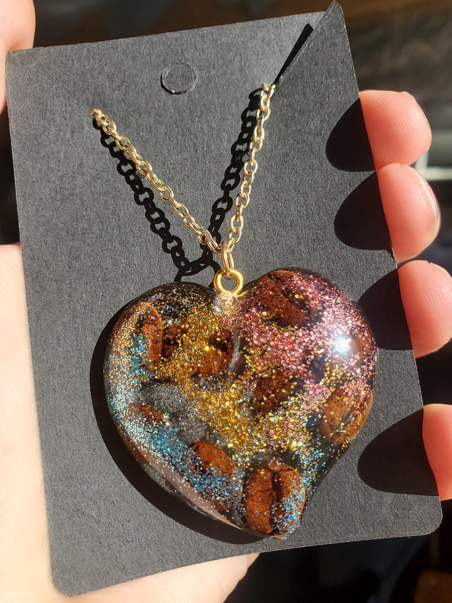 Large Heart Coffee Bean Necklace