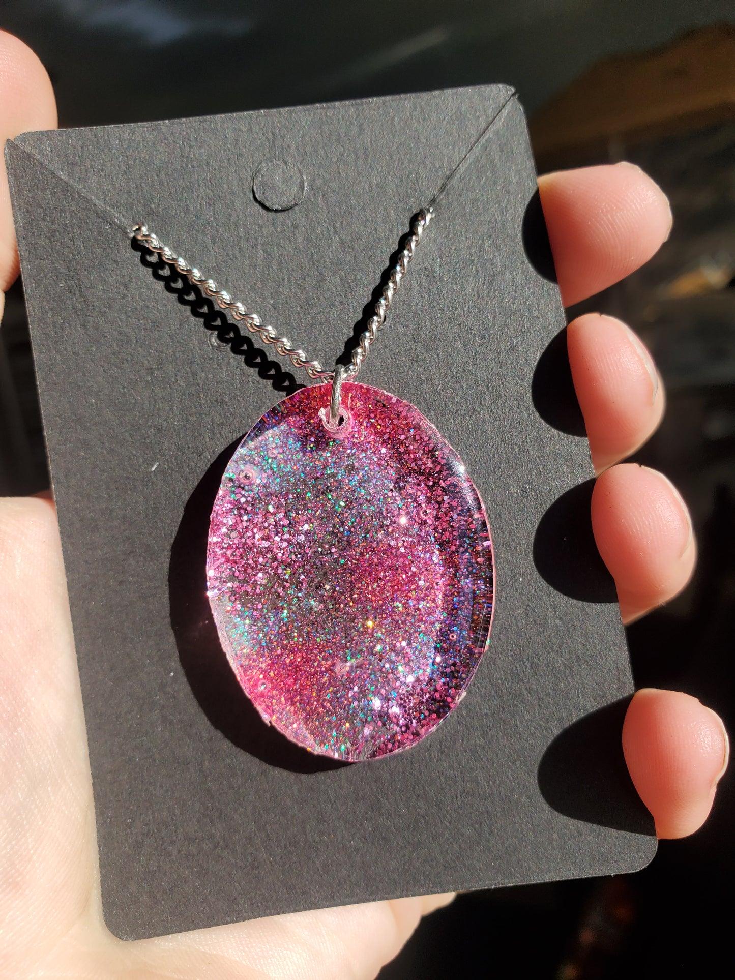 Oval Pink Camouflage Pendant