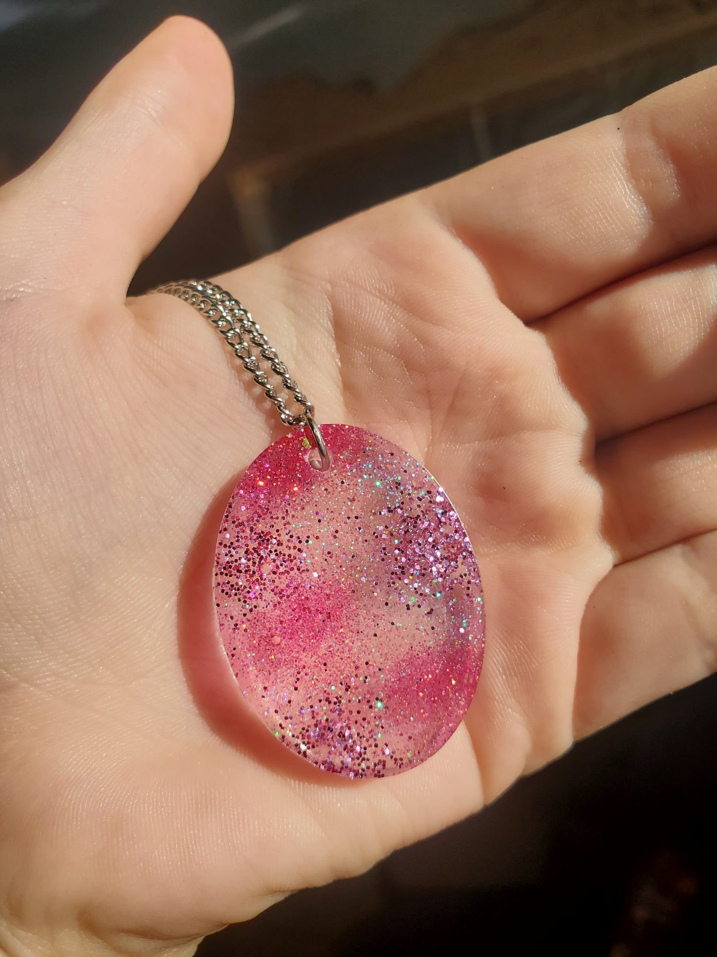 Oval Pink Camouflage Pendant