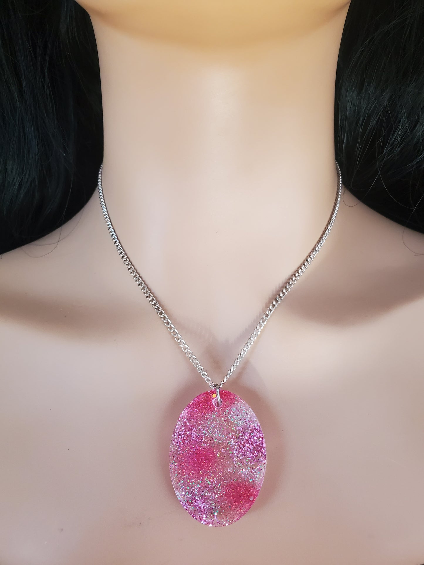 Oval Pink Camouflage Pendant