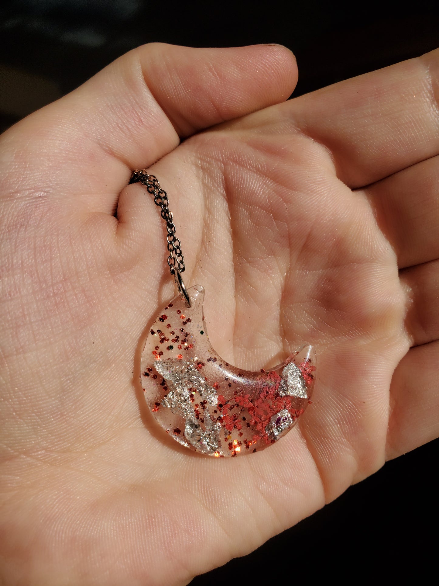 Red and Silver Moon Necklace