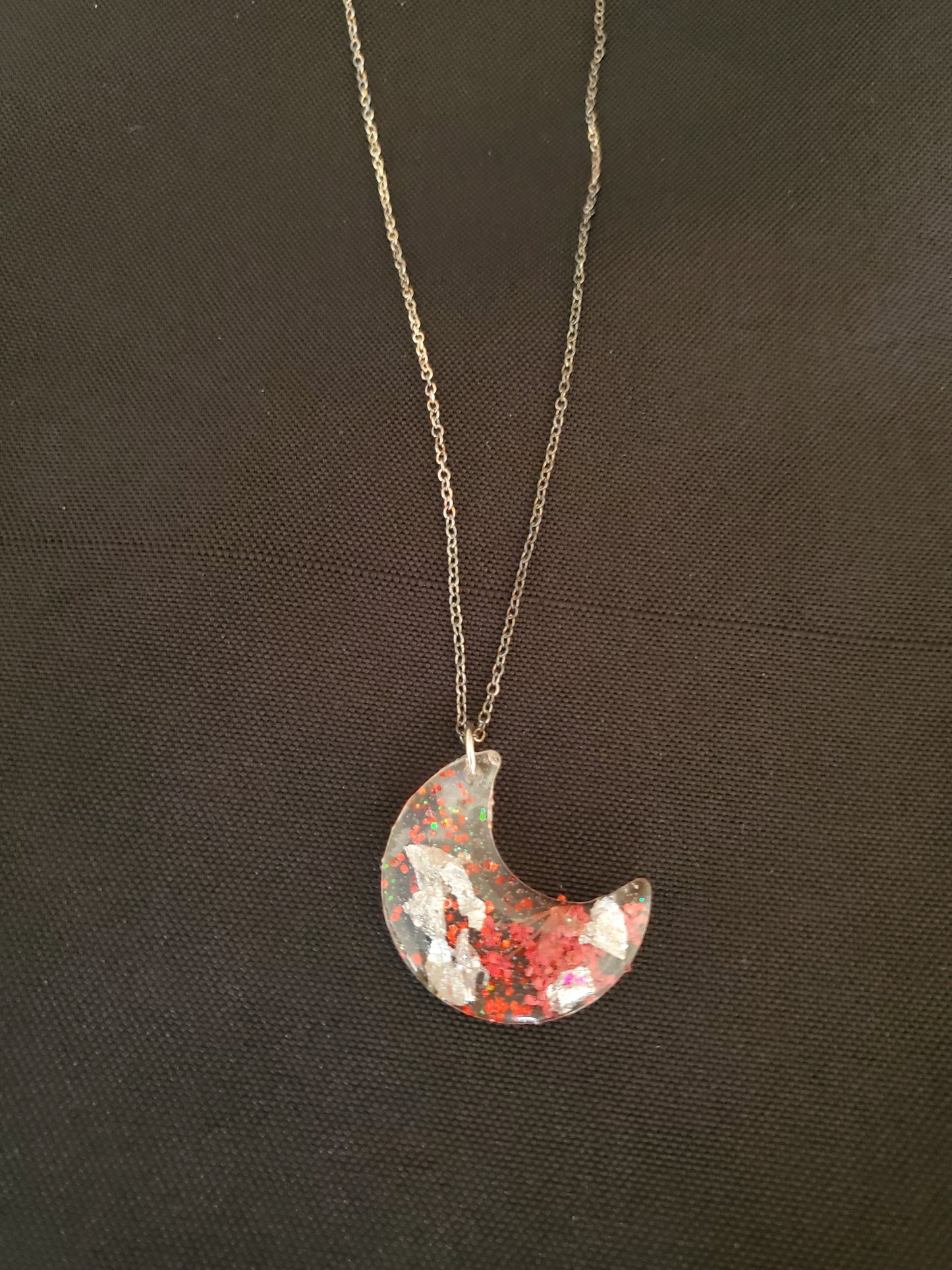 Red and Silver Moon Necklace