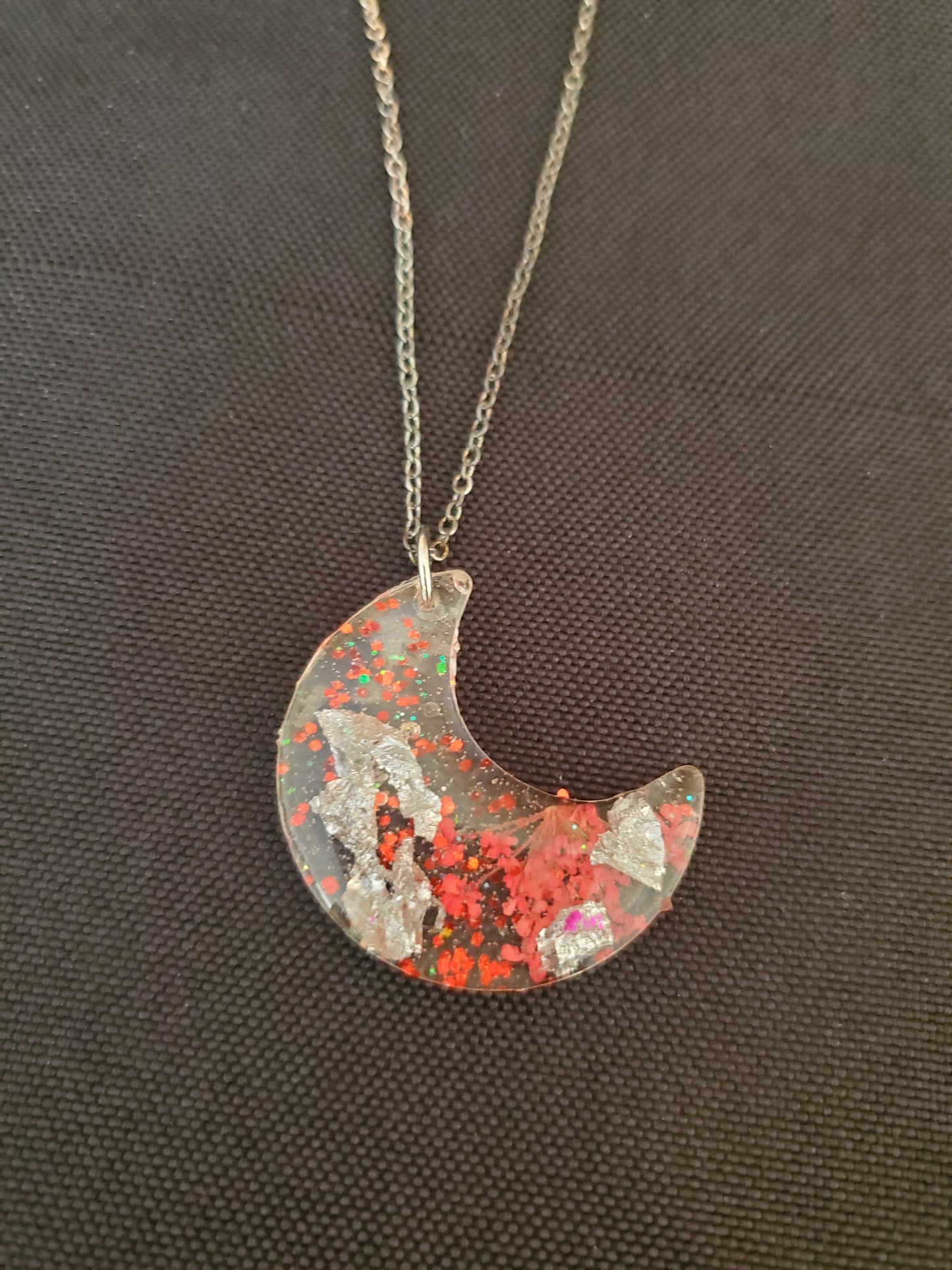 Red and Silver Moon Necklace