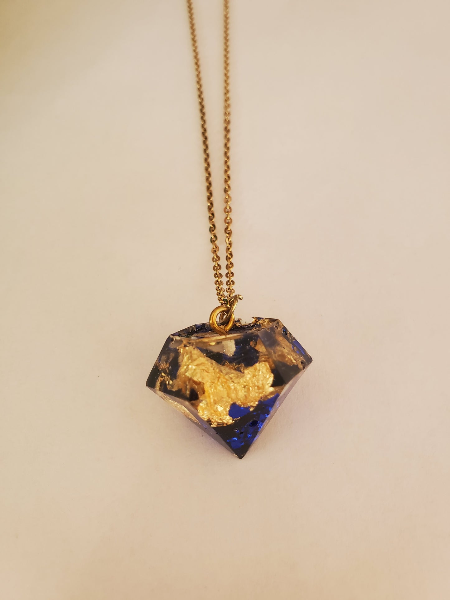 Blue and Gold Chunky Jewel Shaped Necklace