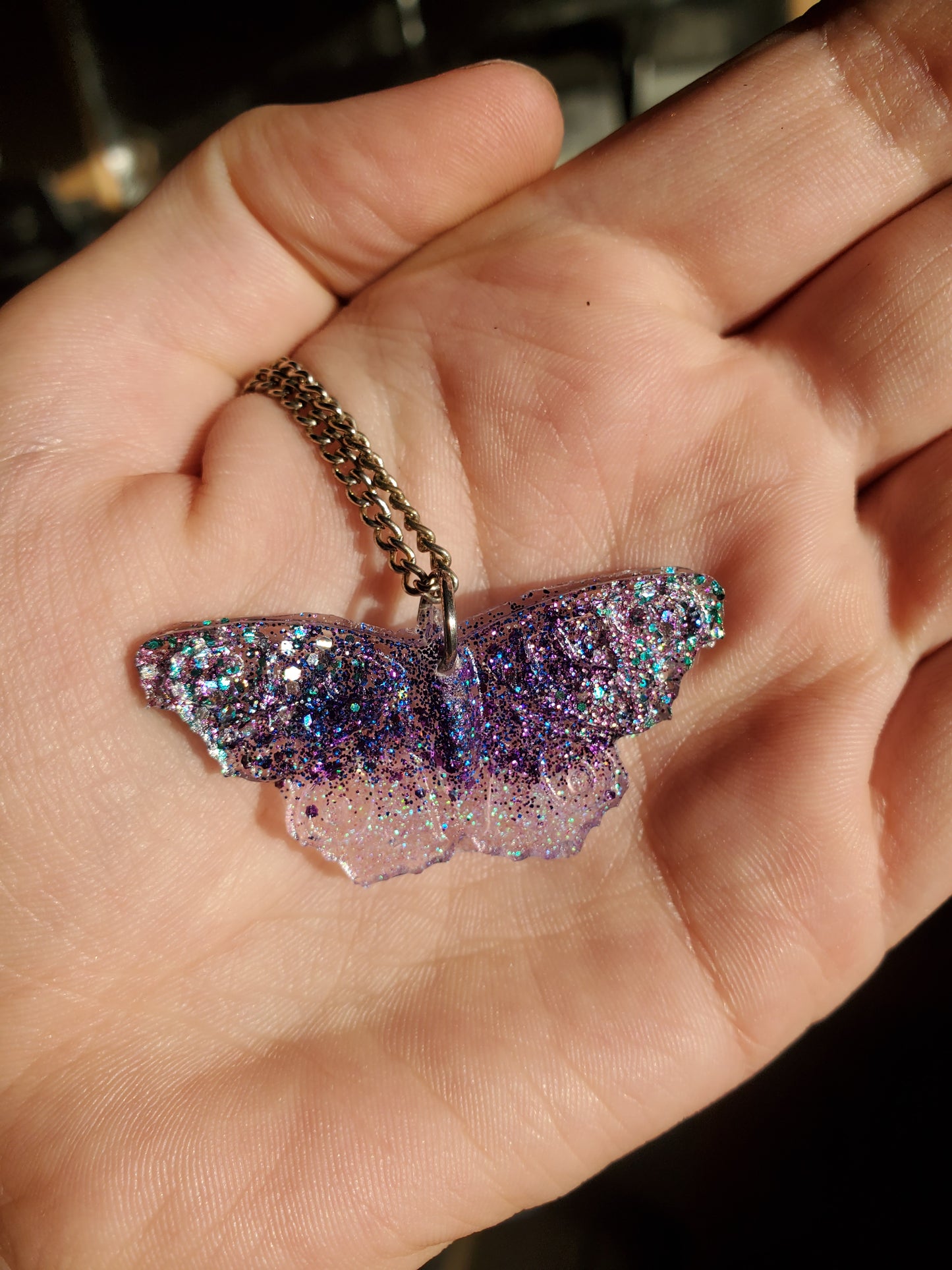 Silver and Purple Butterfly Necklace