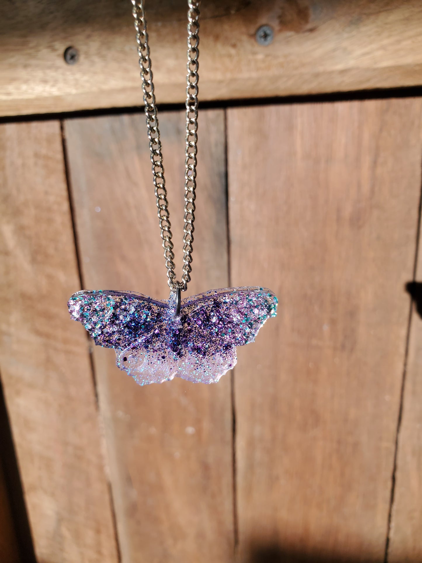 Silver and Purple Butterfly Necklace