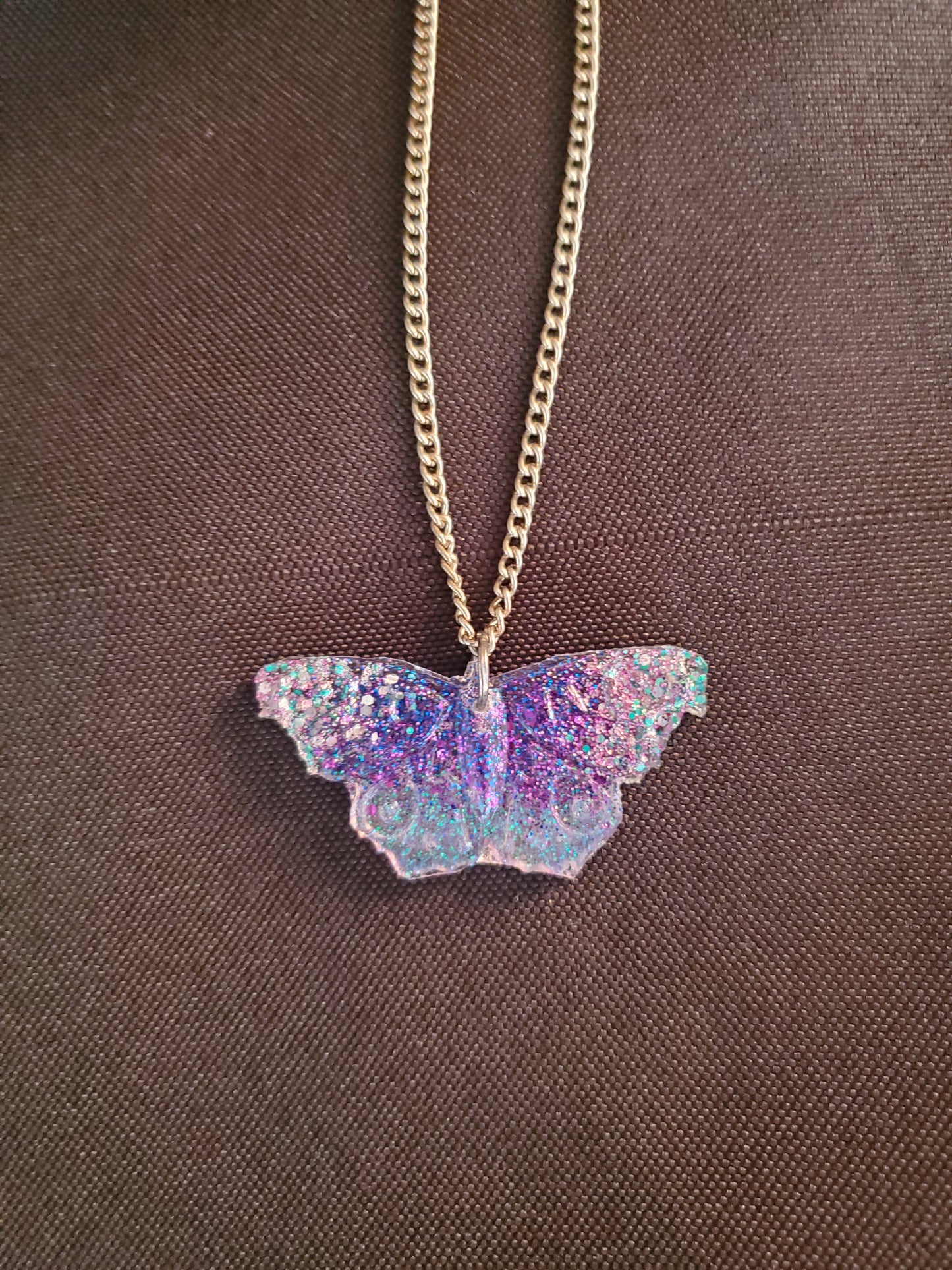 Silver and Purple Butterfly Necklace