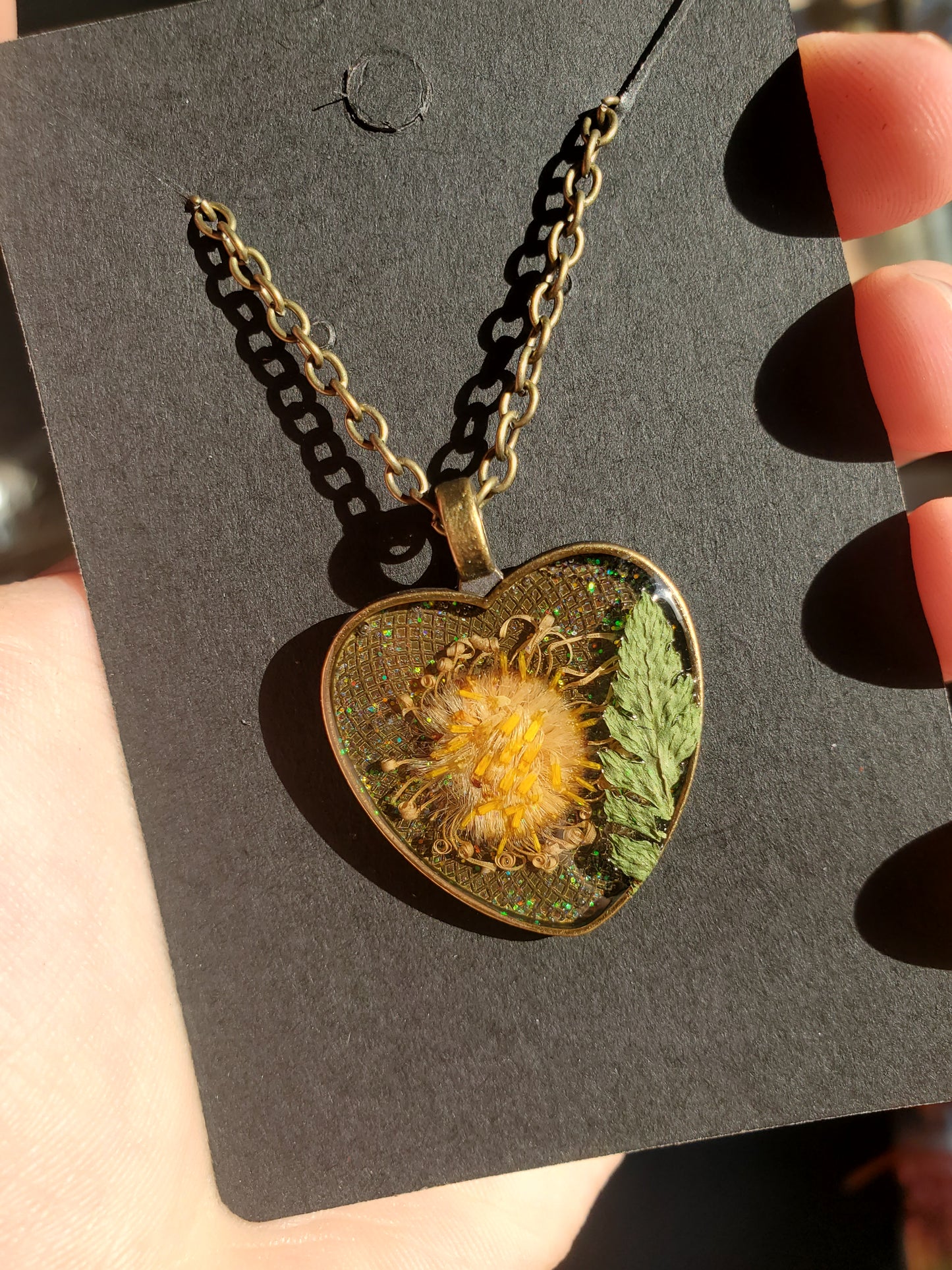 Bronze Heart Flower Necklace