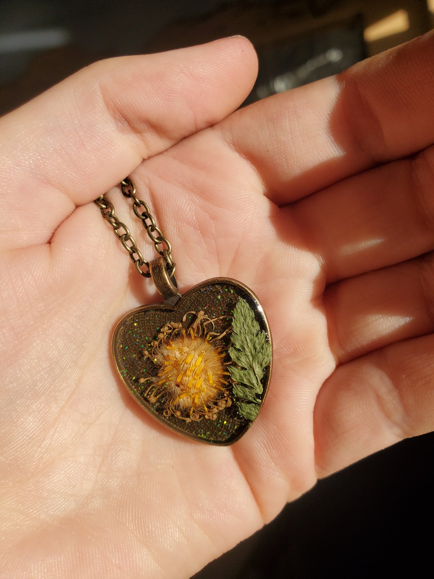 Bronze Heart Flower Necklace